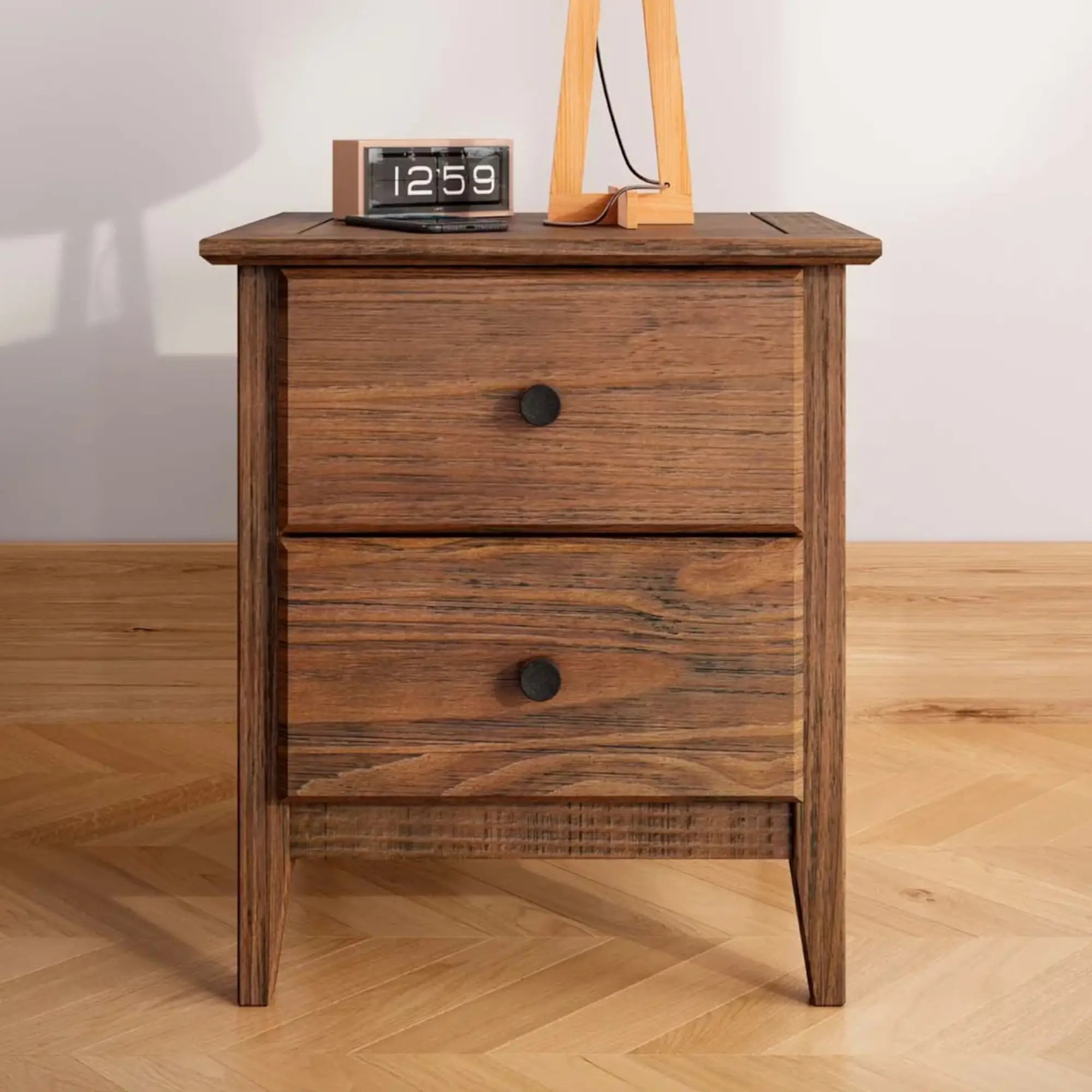 Greenport 2 Drawer Nightstand - Modern Bedside Table with Storage, Solid Wood Bedroom Furniture for Small Spaces - Perfect for Bedrooms, Dorms & Apartments