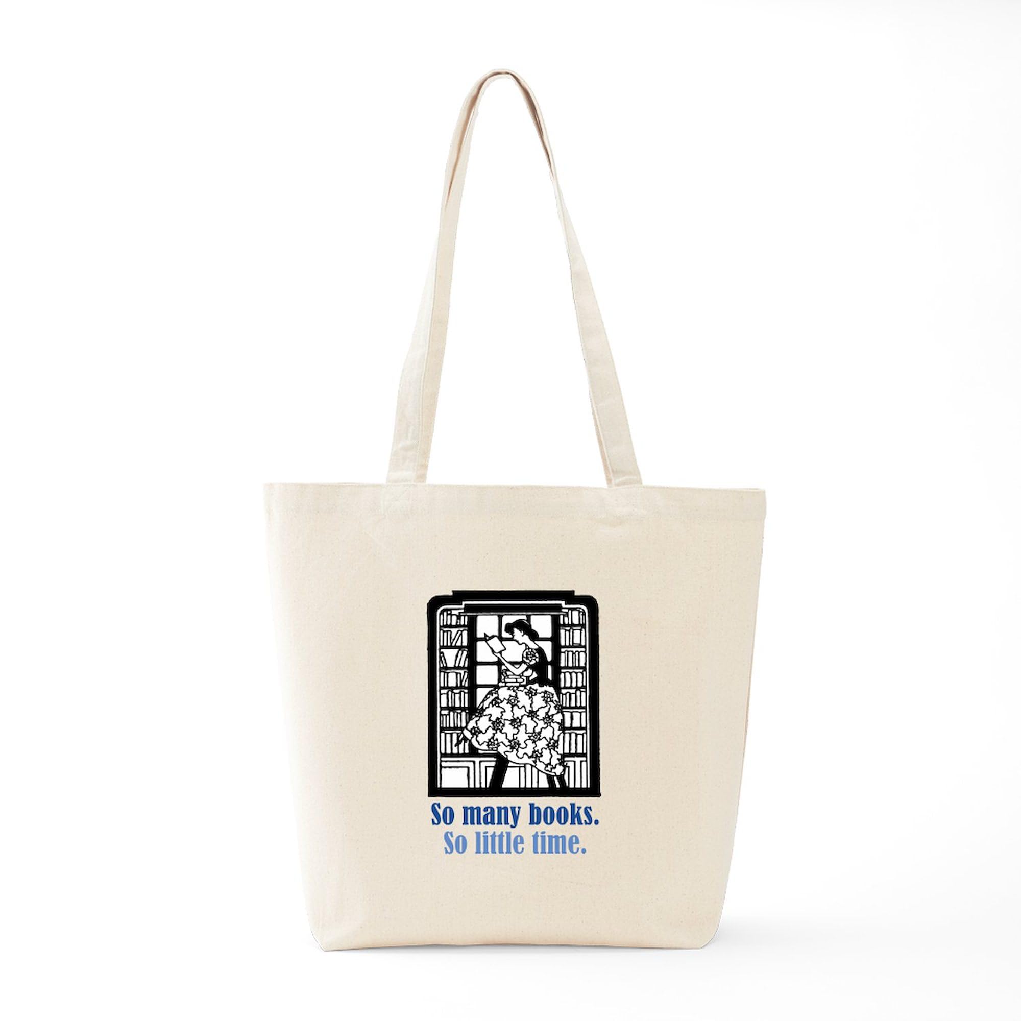 So Many Books Tote Bag - Natural Canvas Reusable Shopping Bag for Book Lovers, Library Visits & Eco-Friendly Grocery Trips