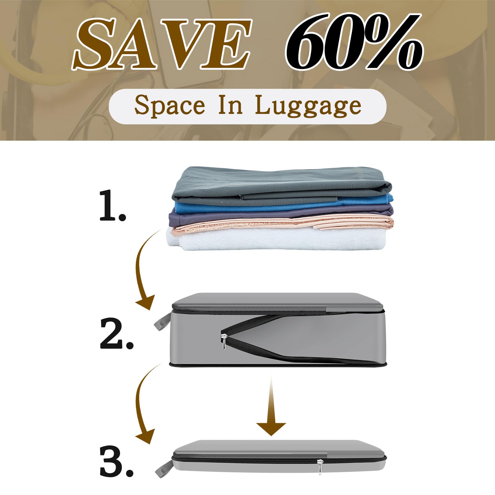 Hosuly 6-Piece Large Expandable Compression Packing Cubes for Travel - Space Saving Luggage Organizers (17.3 x 12.6 Inches, Dark Gray) - Perfect for Suitcase Storage, Business Trips & Vacation Packing
