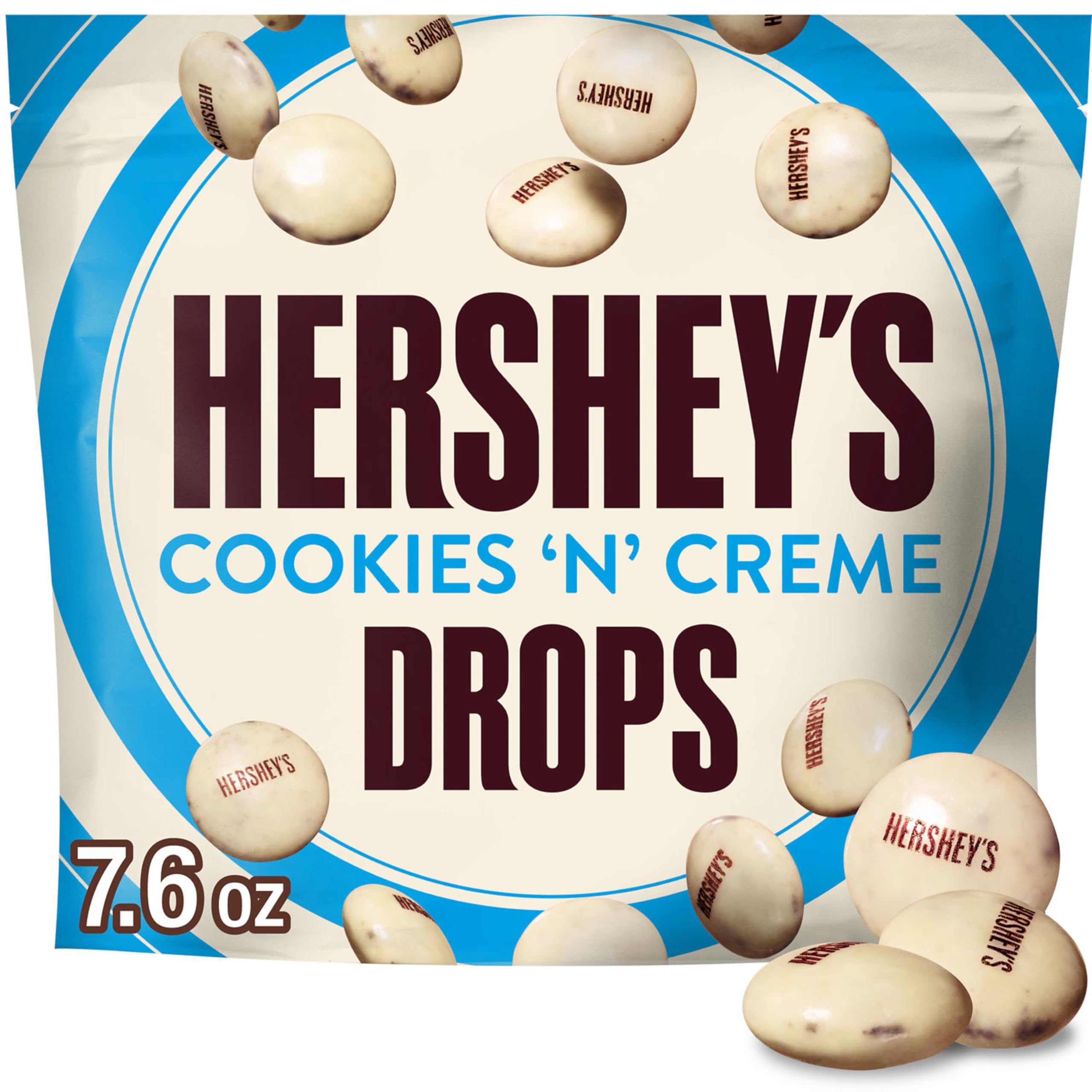 HERSHEY'S Drops Cookies 'n' Creme Candy Bag - 7.6 oz (215g) | Delicious Chocolate Candy for Parties, Gifts & Snacking
