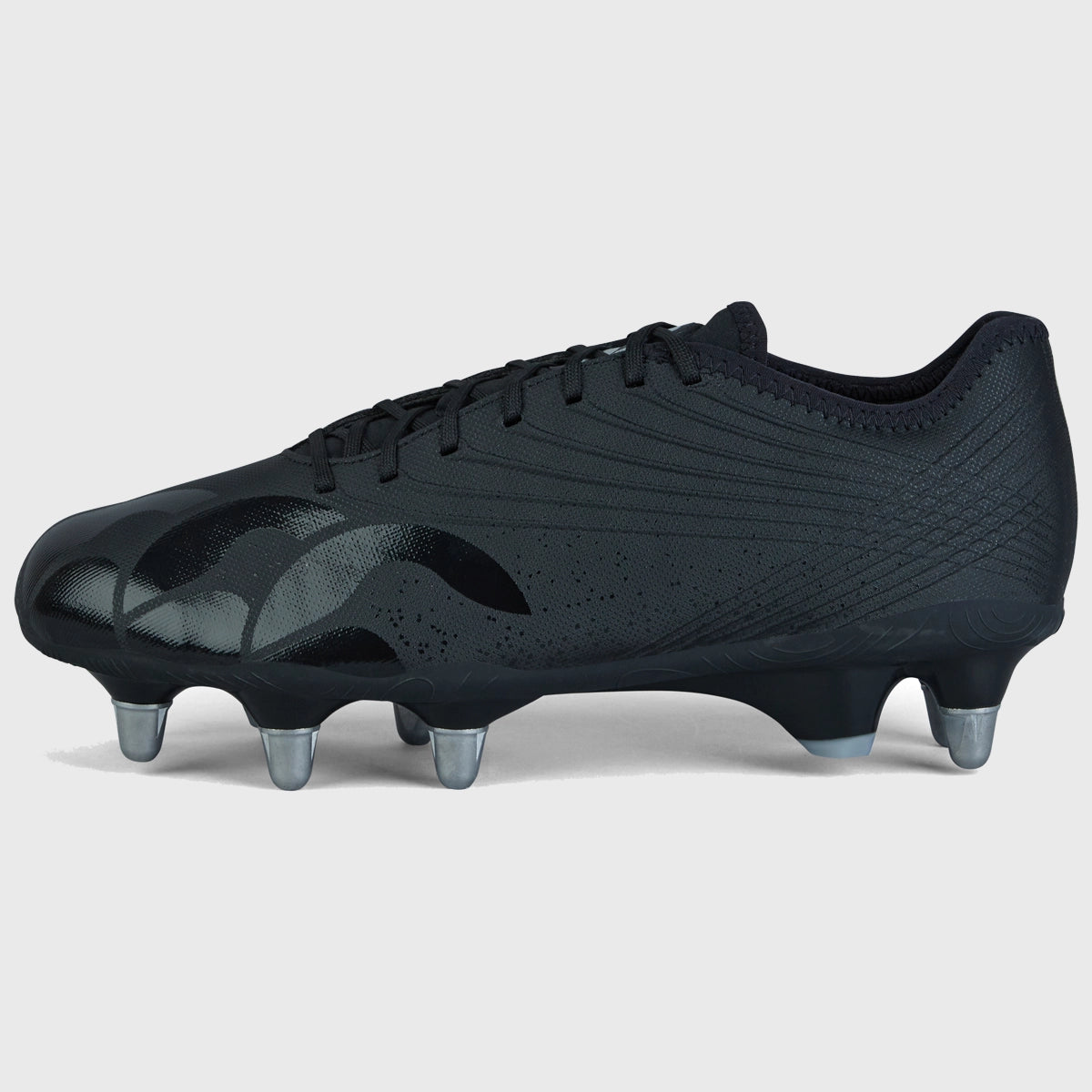 Canterbury Stampede Groundbreak Pro SG Rugby Boots for Men - Black/Silver - Durable Cleats for Rugby Matches & Training on Soft Ground