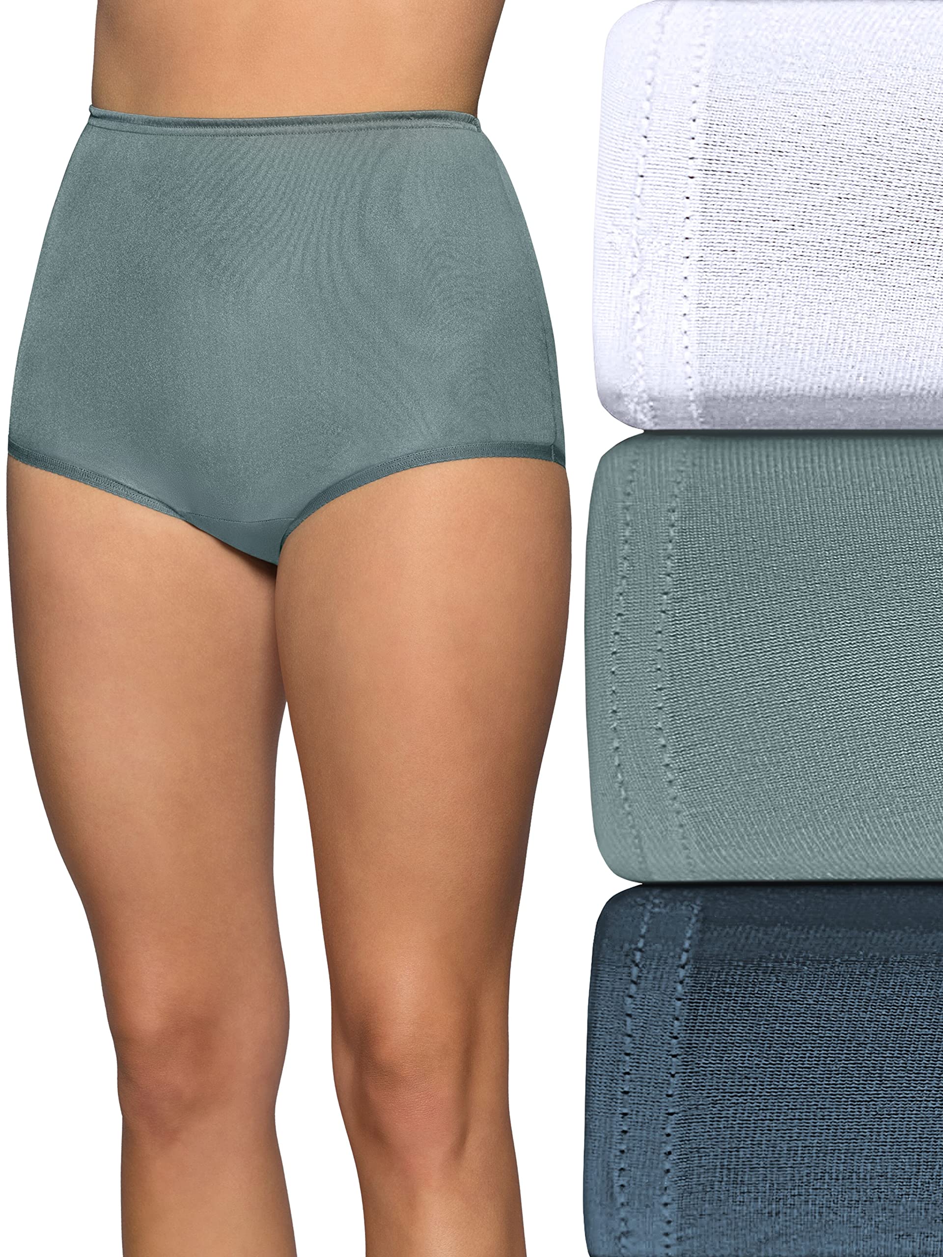 Vanity Fair Women's Perfectly Yours Traditional Nylon Brief Panties - Comfortable Everyday Underwear for Work & Leisure