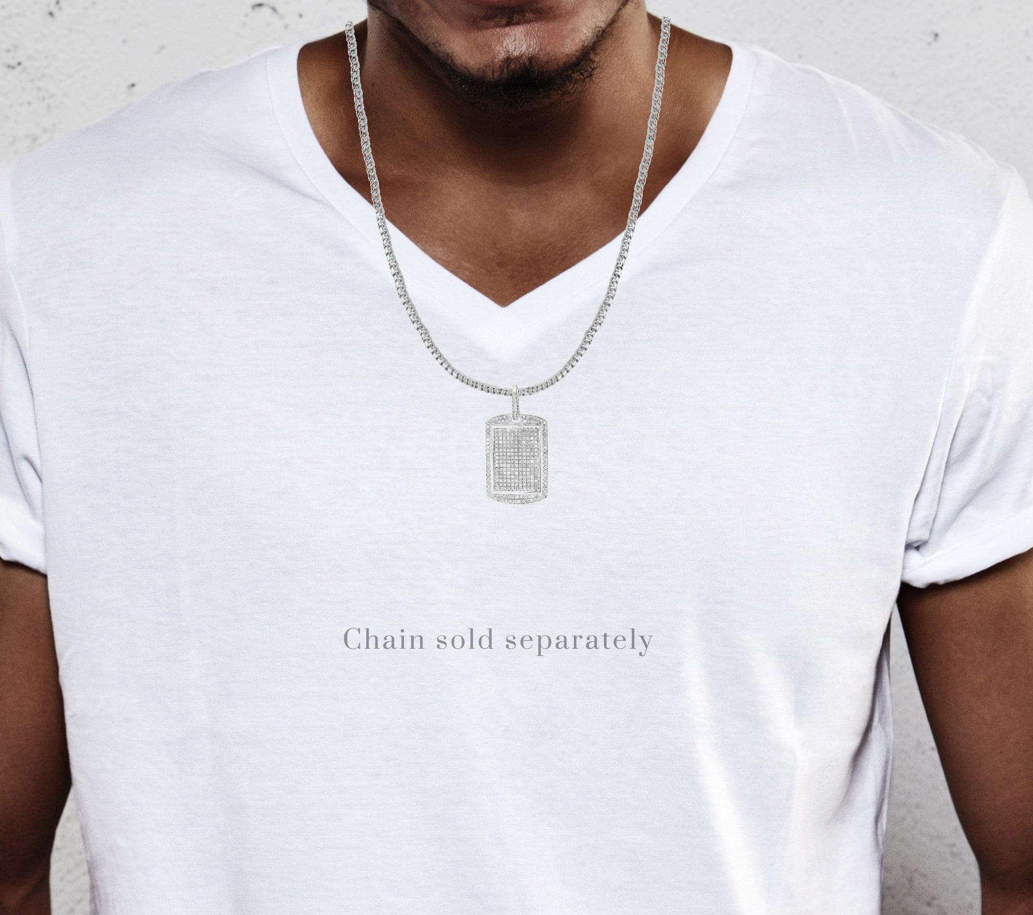 Diamond Dog Tag Pendant Necklace - 20.72 Grams (6.3 Carats) Genuine Diamond Jewelry for Men & Women - Perfect for Gifts, Military Appreciation & Everyday Wear