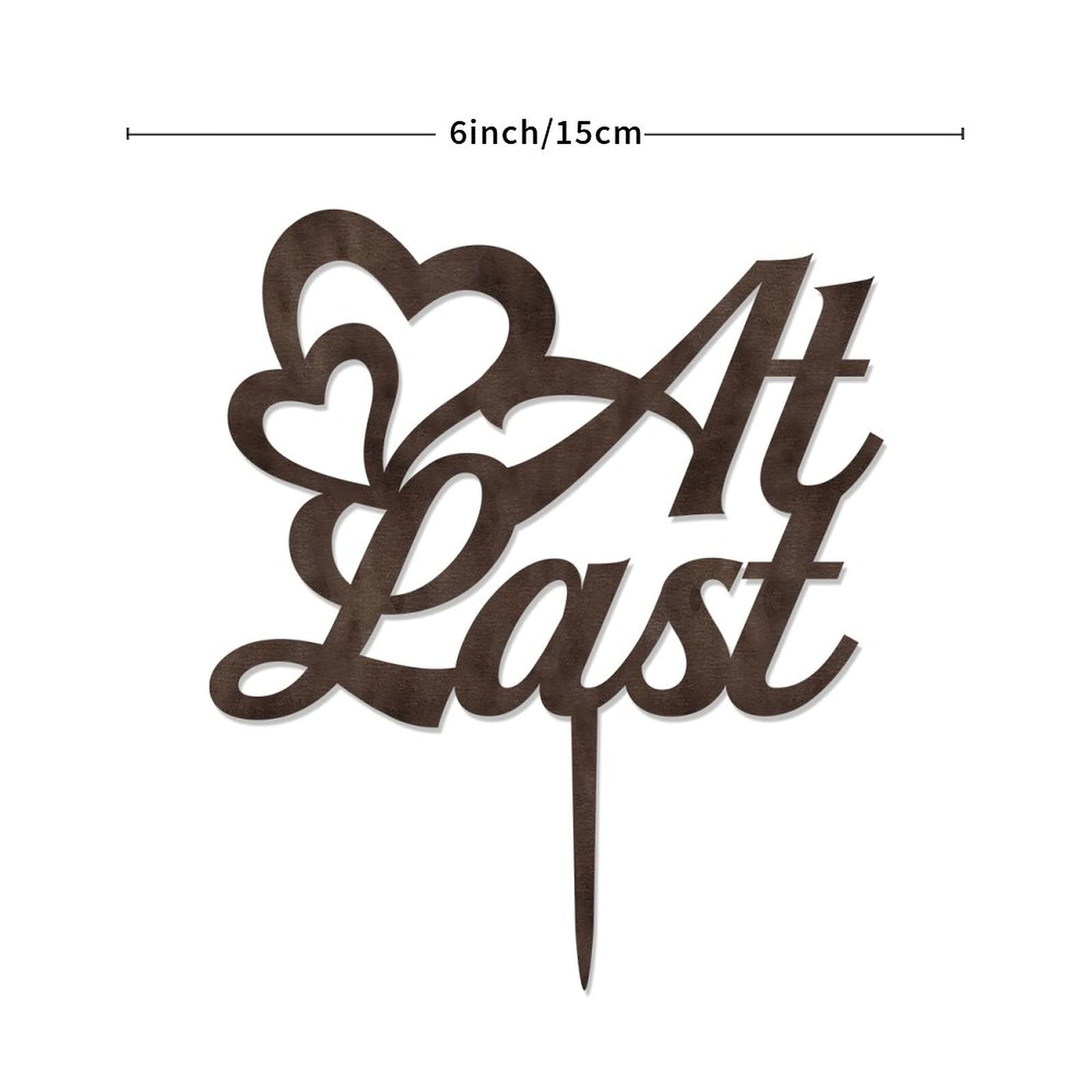 Rustic Wedding Cake Topper - Personalized Bride & Groom Cake Decor with Custom Last Name - Wooden Brown Engagement Gift for Couples - Romantic Love Quotes - Perfect for Wedding, Anniversary & Engagement Cakes