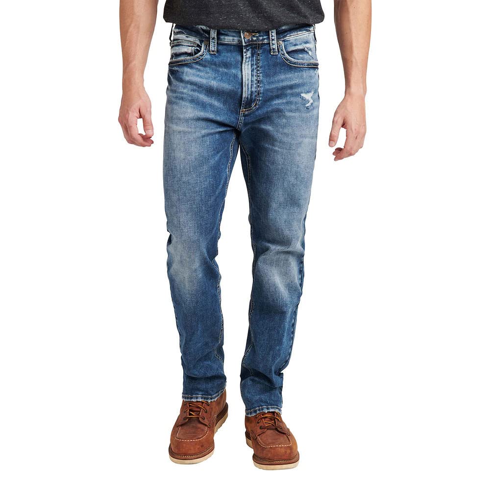 **Silver Jeans Co. Men’s Graystone Easy Fit Straight Leg Jeans - Comfortable & Stylish Denim for Casual Wear & Everyday Outfits**