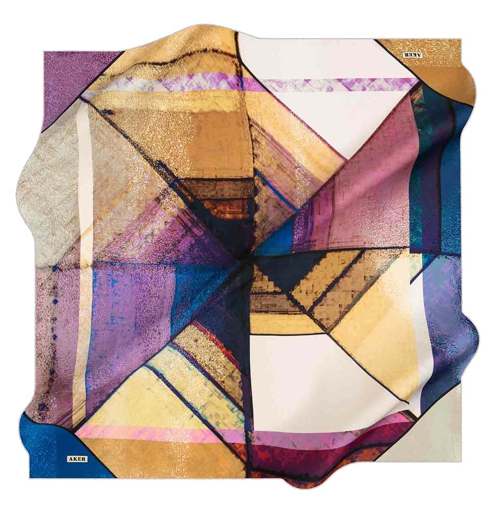 Aker Turkish Silk Hijab Scarf - Premium Blue & Purple Floral Print - Lightweight & Breathable for Spring & Summer 2020 - Perfect for Daily Wear, Prayer, and Special Occasions
