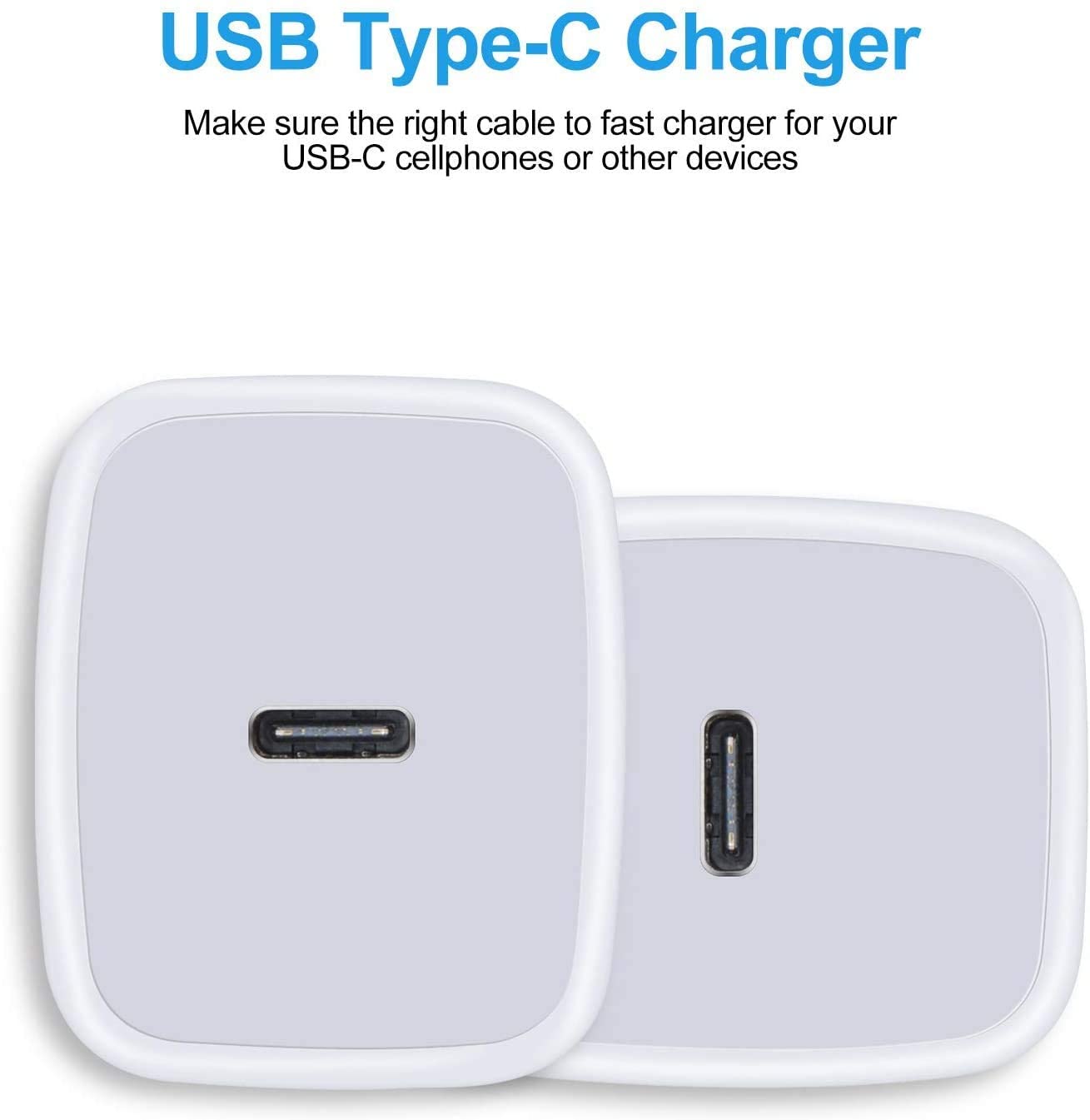20W USB C Fast Charger 2 Pack - PD Charging Block, Type C Wall Charger & Power Adapter for iPhone 15/14/13/12, Samsung Galaxy, iPad - Quick Charge for Home, Office & Travel