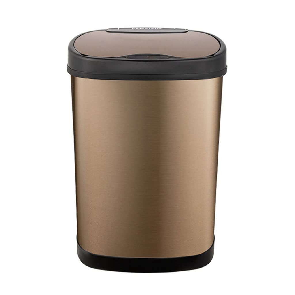 Automatic Sensor Trash Can - 12L Stainless Steel Smart Garbage Bin with Motion Sensor for Kitchen, Bathroom, Bedroom & Living Room | Touchless Operation, Odor Control, Modern Gold Design for Home & Office Use