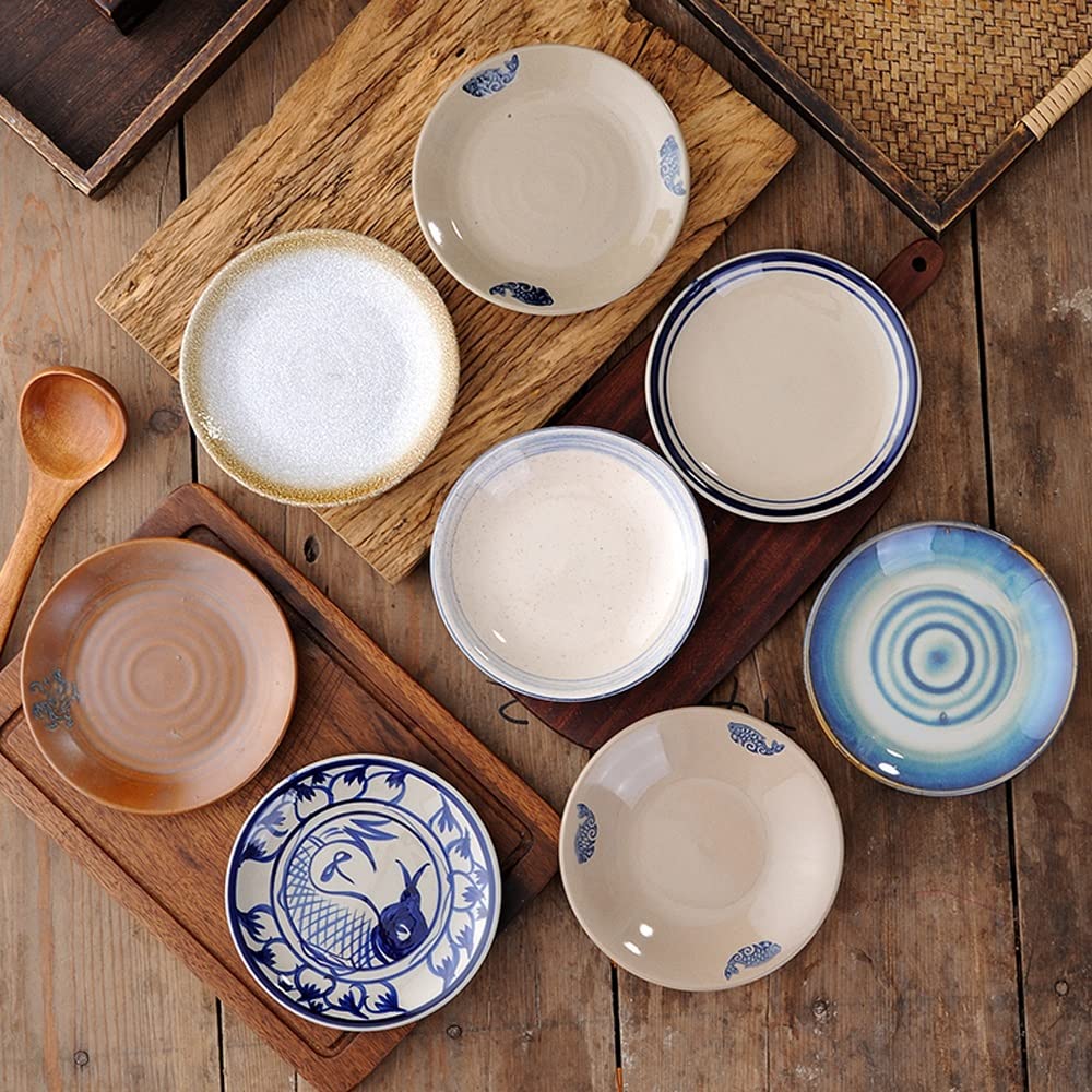 Ceramic Salad Bowl - Blue Shallow Plate for Cake, Snacks & Fruits | Home Dining & Parties