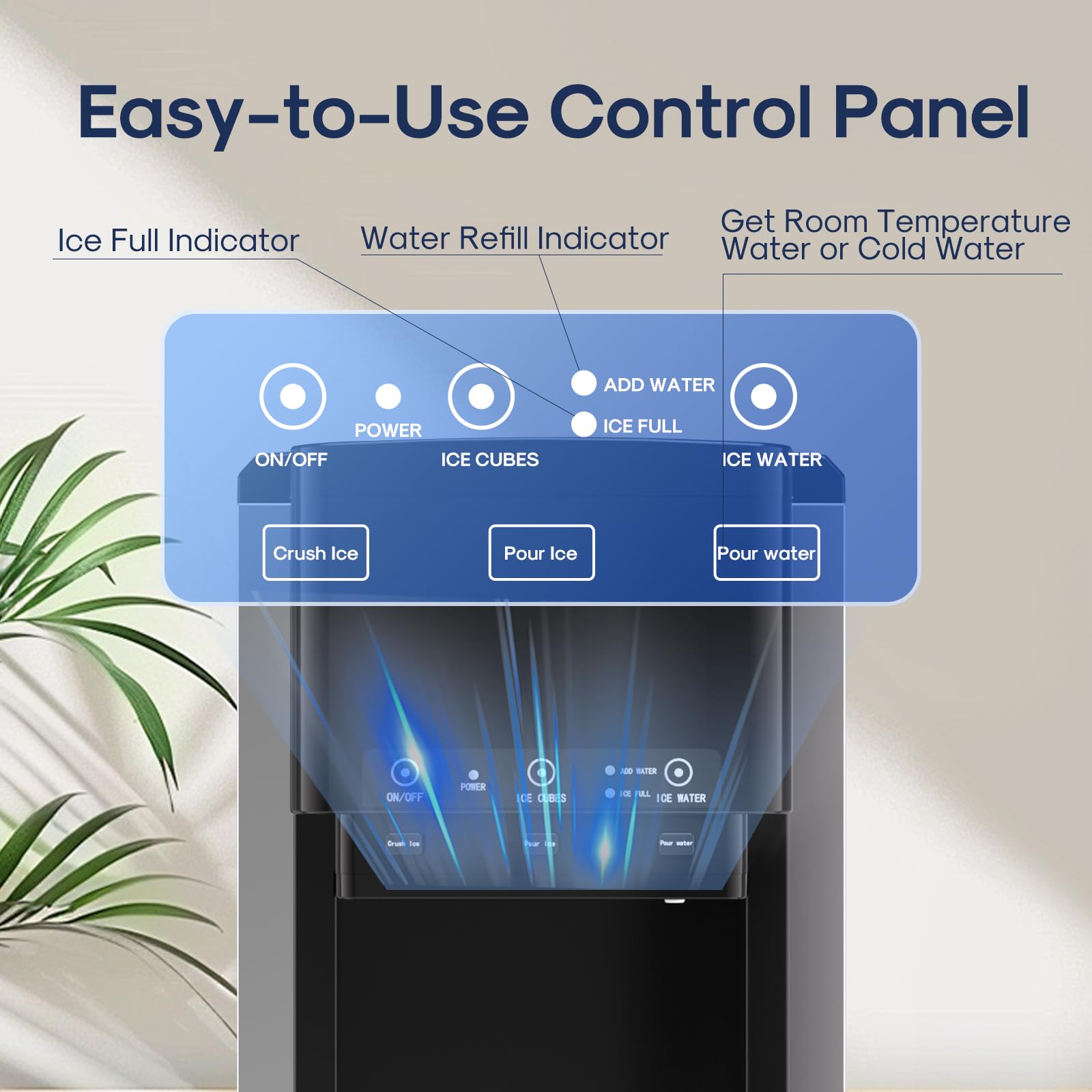 ICEPURE 3-in-1 Countertop Water Cooler with Ice Maker | Bullet & Crushed Ice Machine | Cold & Room Temperature Water Dispenser | 42 lbs/Day Capacity | Manual/Auto Water Refill | Perfect for Home, Office, Kitchen, or Outdoor Use