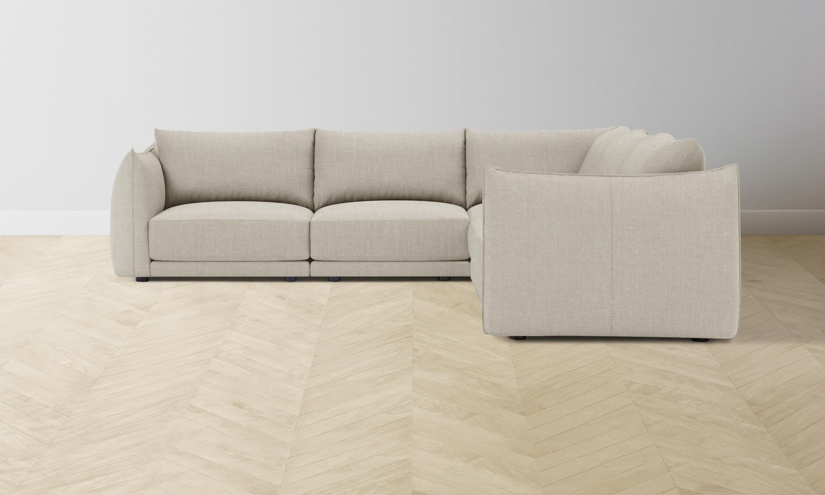 The Jones Modular Sectional Sofa - Heritage Belgian Linen Upholstery, Alder Wood Frame | Perfect for Living Room, Family Room & Home Theater Seating