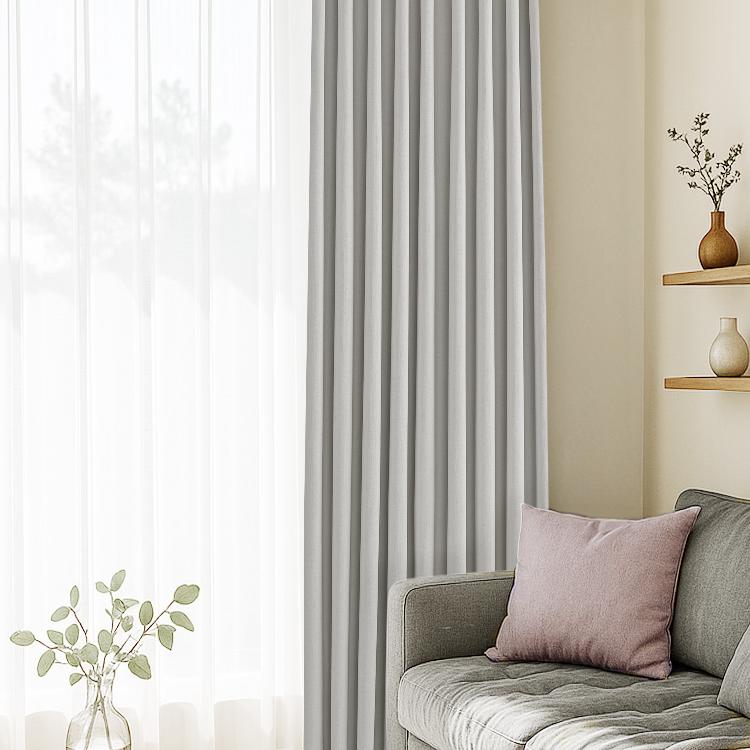 Seren Chenille Fog Grey Blackout Curtains - Heavyweight Thermal Insulated Drapes for Bedroom & Living Room - Noise Reducing & Light Blocking Window Treatments for Home Decor