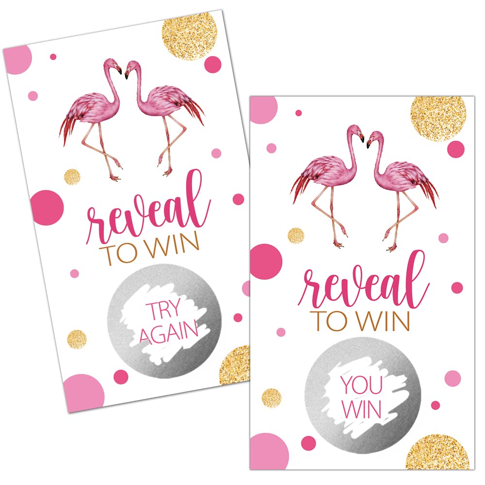 50 Pack Flamingo Bridal Shower Scratch Off Game Cards - Fun Wedding Party Games for Bridal Showers, Country Weddings & Baby Showers - Perfect for Bachelorette Parties & Bridal Lottery Tickets