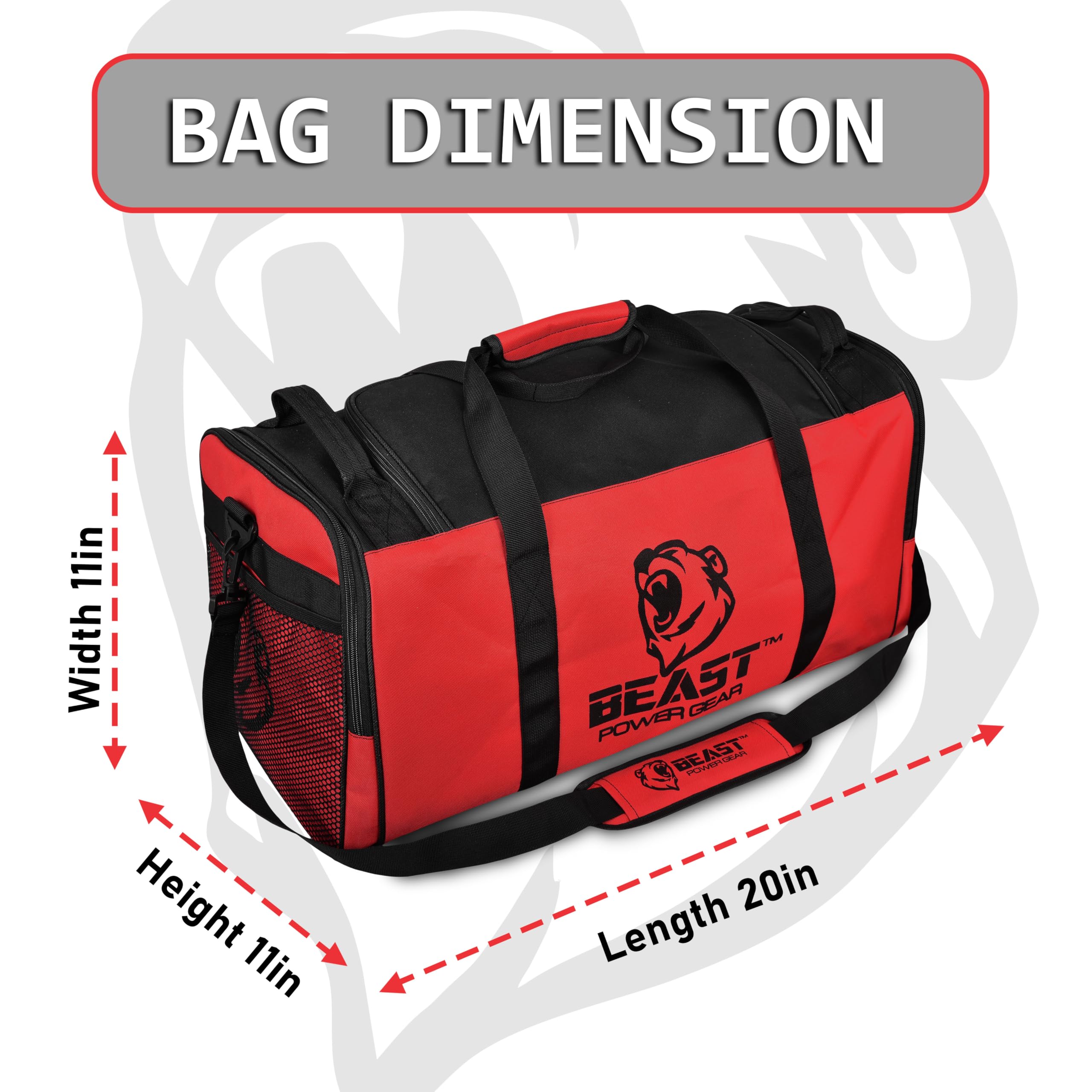 **Unisex Large Red Waterproof Duffle Bag with Shoe Compartment & Zippered Pockets - Adjustable Straps for Gym, Sports, Travel & Workout Gear Storage**
