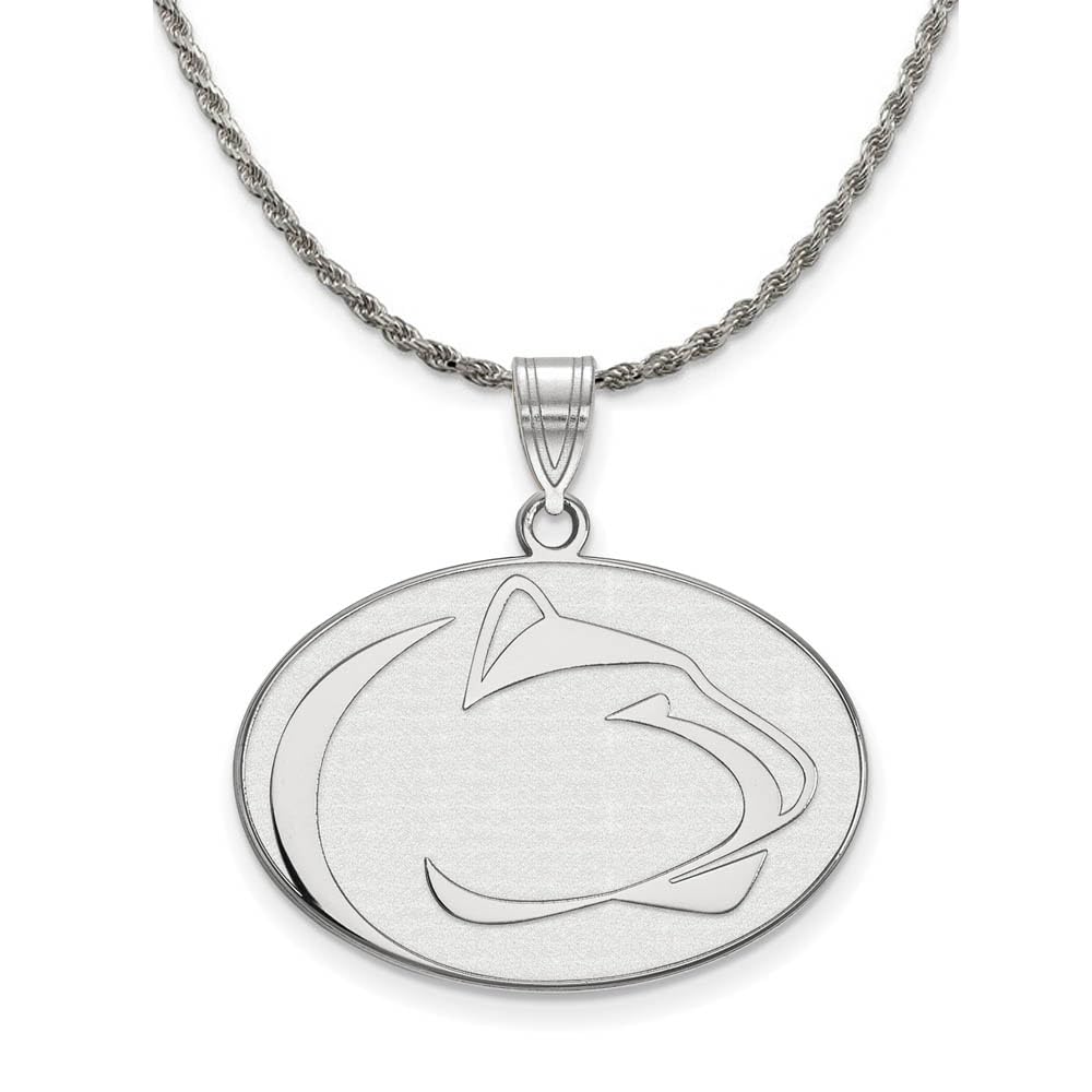 Penn State University Sterling Silver Large Pendant Necklace with Black Bow - Perfect for Graduation Gifts, Alumni Pride & School Spirit Jewelry