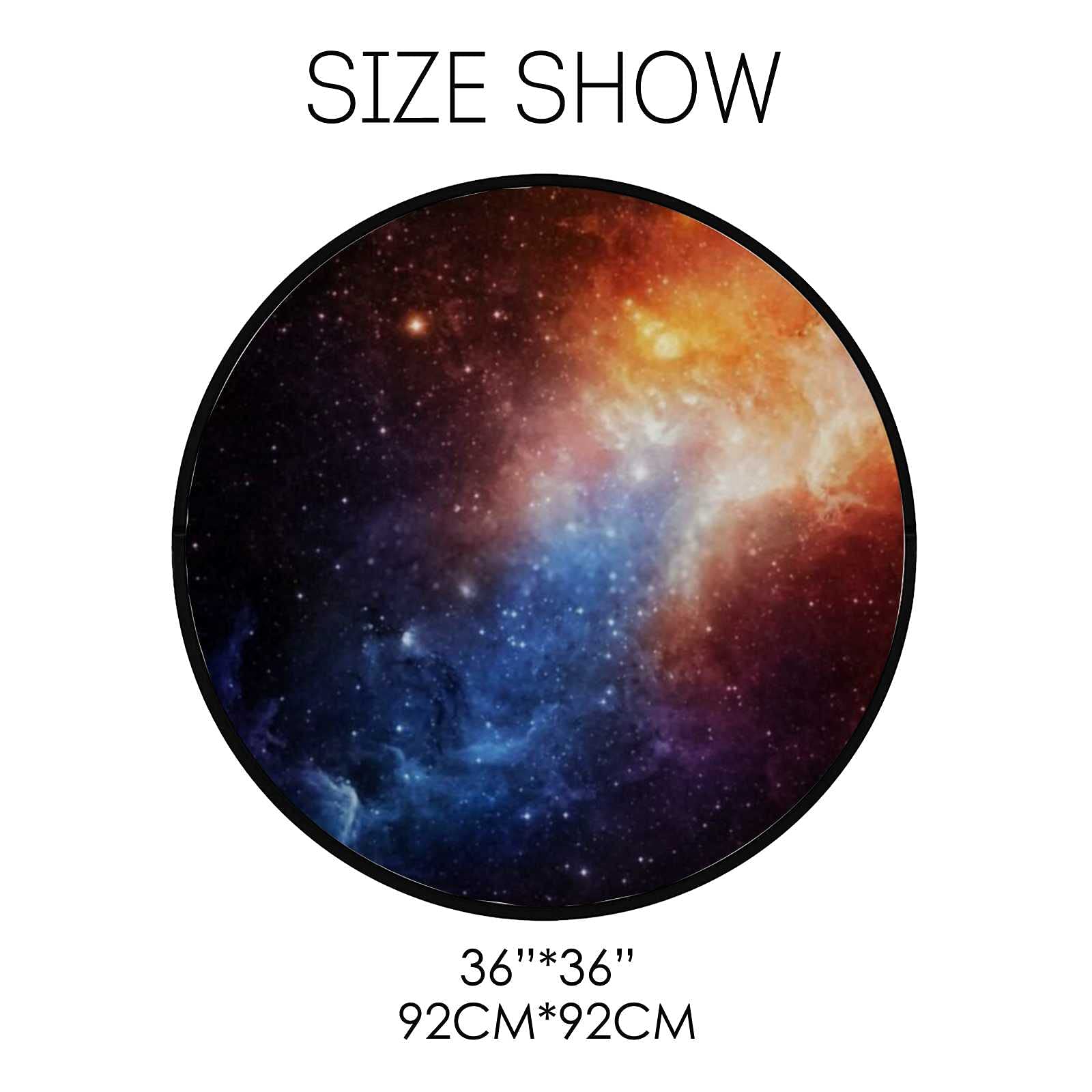 36.2 Inch Round Non-Slip Nursery Rug - Soft Absorbent Polyester Floor Mat for Living Room, Bedroom & Playroom - Durable Home Decor with Starry Night Sky Design - Perfect for Kids' Rooms, Daycare Centers & Cozy Spaces