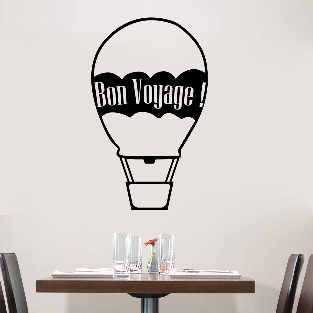 Bon Voyage Hot Air Balloon Wall Decal Sticker - 10x8 Inch Vinyl Art for Kids Room, Nursery, Bedroom, Garage & Home Decor - Perfect for Travel Themed Spaces & Playrooms