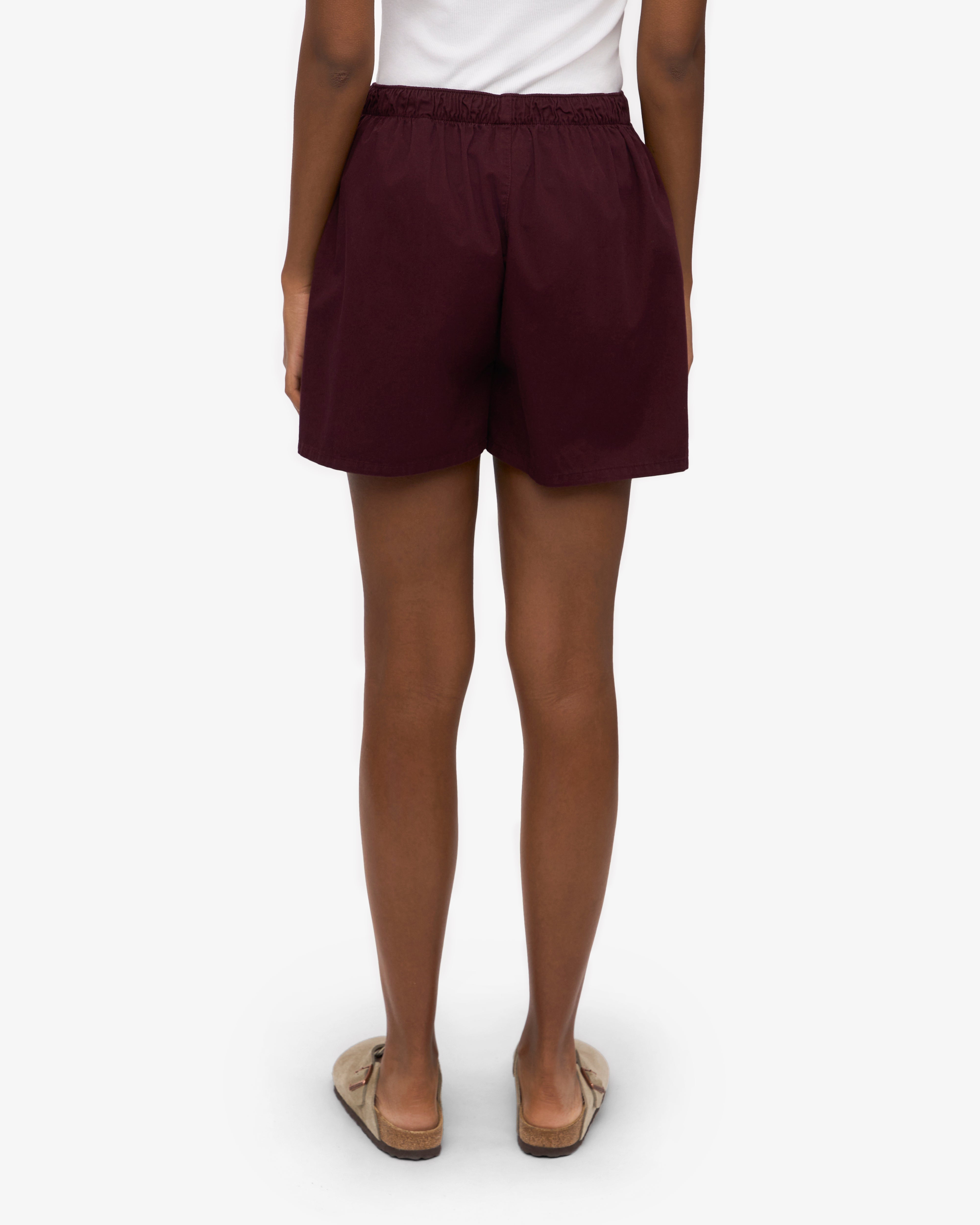 Organic Cotton Women's Twill Shorts in Oxblood Red - Comfortable & Stylish Casual Wear for Summer Outings