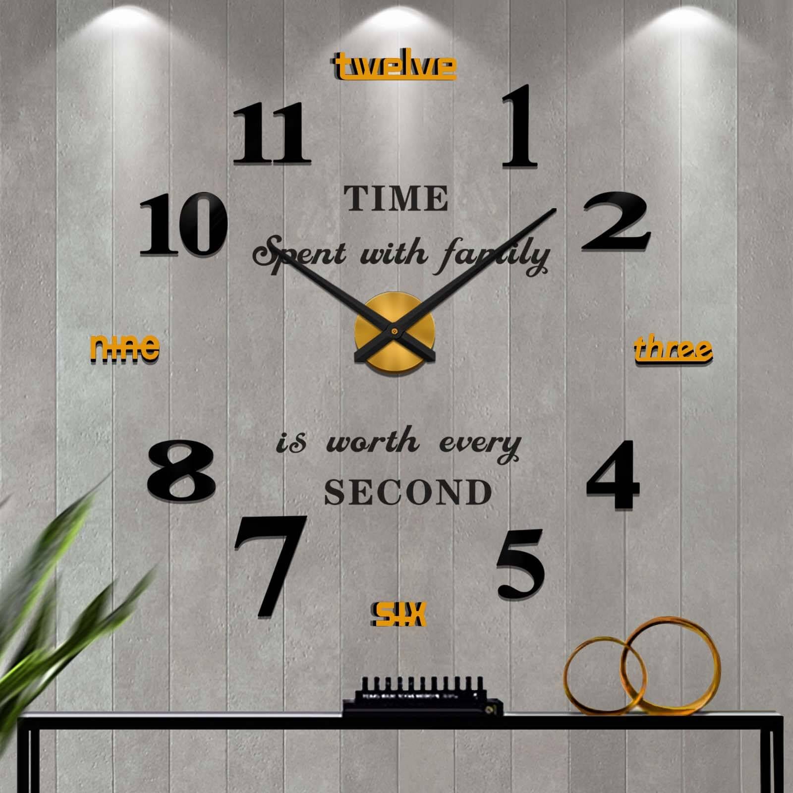 VANGOLD Large Decorative Wall Clock - Battery Operated Gold Wall Decor for Living Room, Bedroom & Office | Perfect for Home Decor & Interior Design