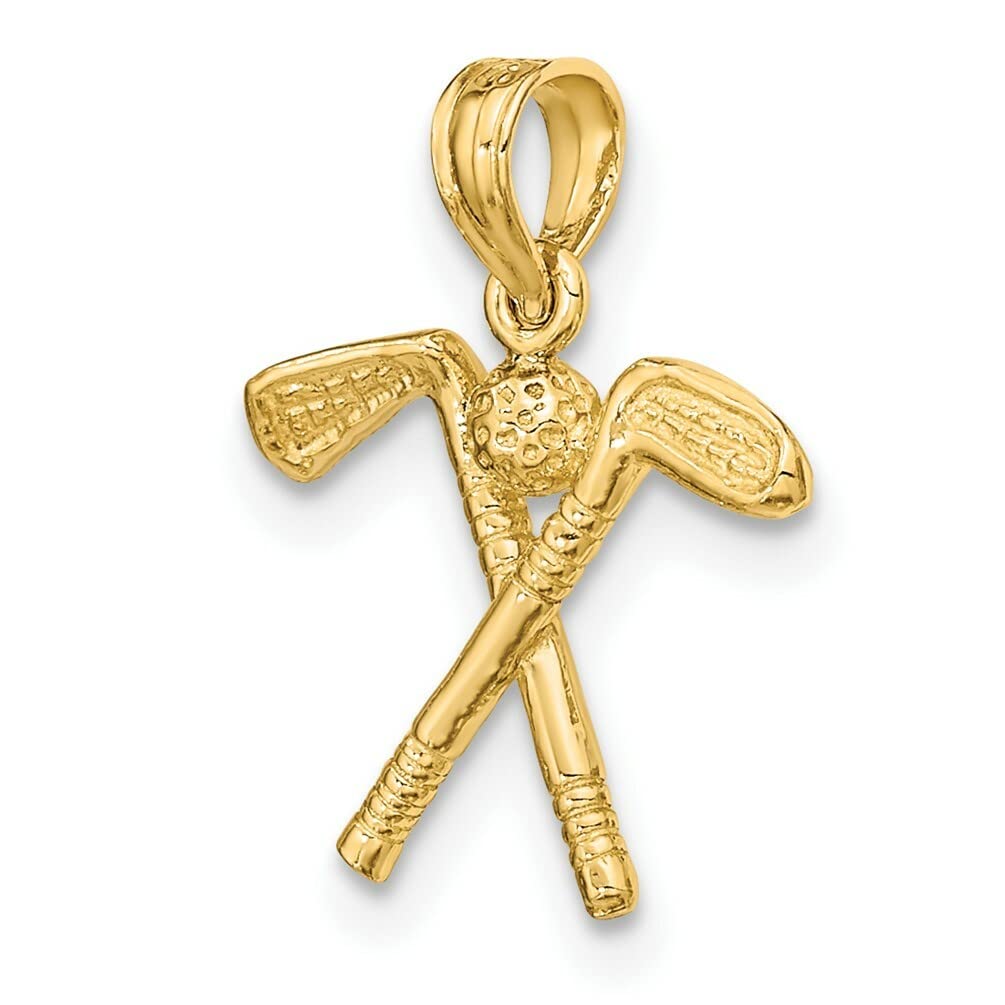 14K Yellow Gold 3D Golf Club & Ball Charm Pendant Necklace - Elegant Jewelry Gift for Golf Lovers - Perfect for Golf Tournaments, Birthdays & Anniversaries