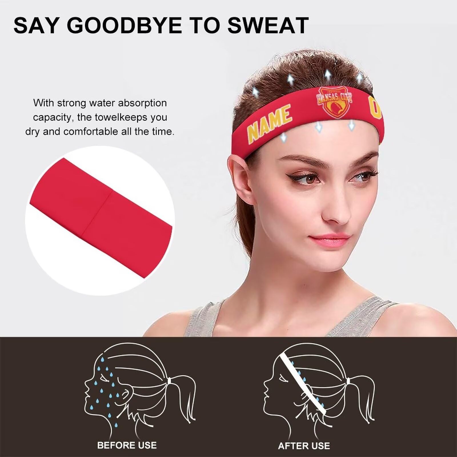 Custom Sweatband with Personalized Name & Number - Sports Headband for Men, Women & Youth - Breathable & Moisture-Wicking Headwear for Running, Basketball & Workouts - Perfect Gift for Sports Fans
