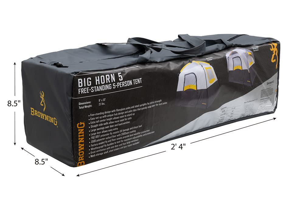 Browning Camping Big Horn Tent - 4 Person Waterproof Outdoor Tent for Hiking, Backpacking & Family Camping - Lightweight & Easy Setup for Adventures