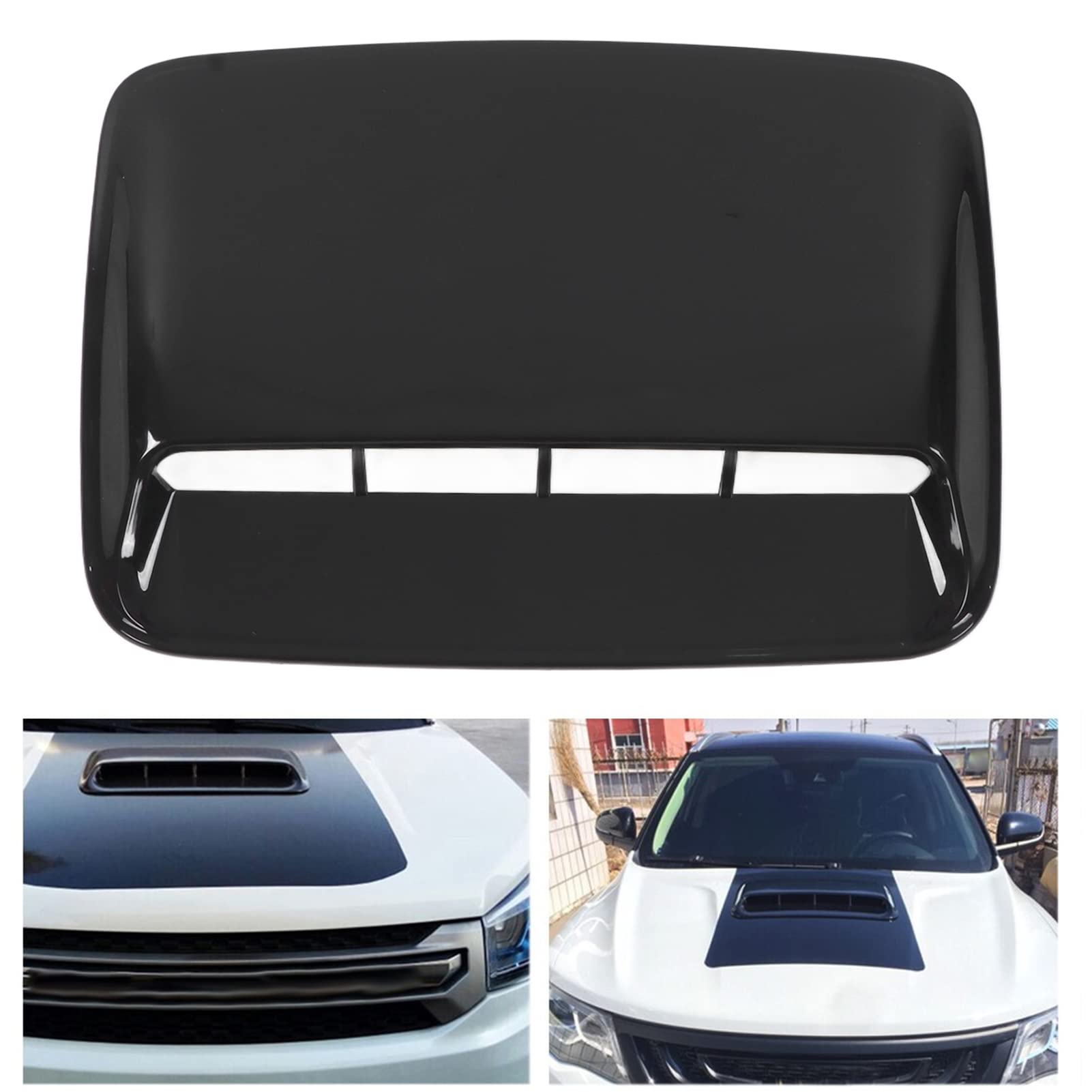 Universal Car Hood Vent Scoop - Glossy Black Bonnet Air Intake Trim Cover | High-Performance Engine Cooling | Perfect for Muscle Cars, Sports Cars & Off-Road Vehicles