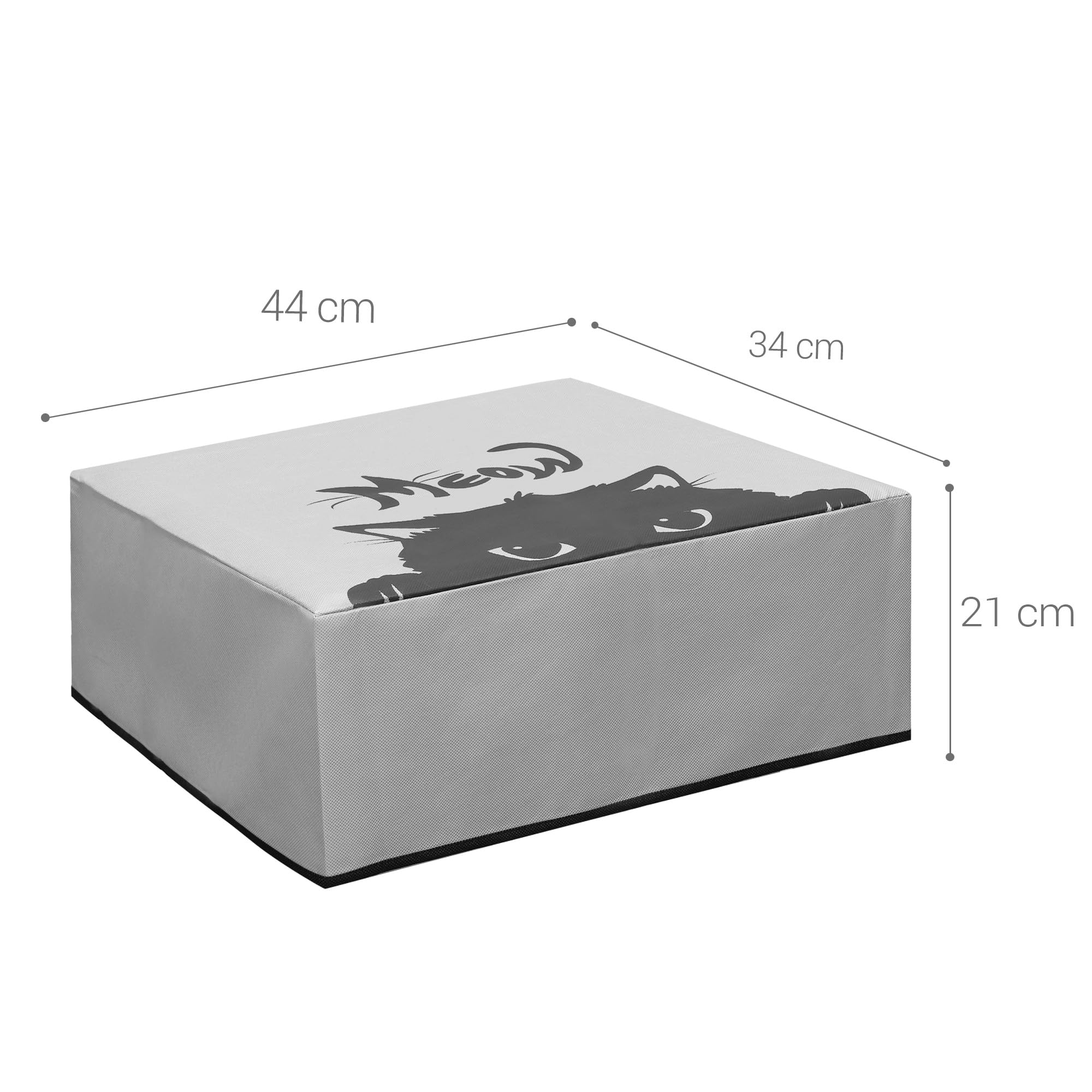 kwmobile Dust Cover Compatible with HP DeskJet 4120e & 4155e - Protective Printer Case in Grey/Black with Cute Meow Cat Design - Keep Your Printer Clean at Home or Office
