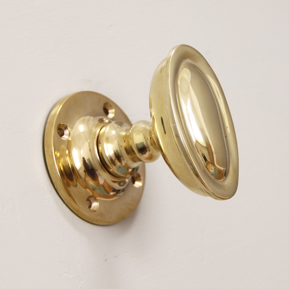 Vintage Polished Brass Oval Edwardian Door Knobs - Antique Style Cabinet & Furniture Hardware for Bedroom, Bathroom, Closet Doors - Perfect for Victorian & Classic Home Decor