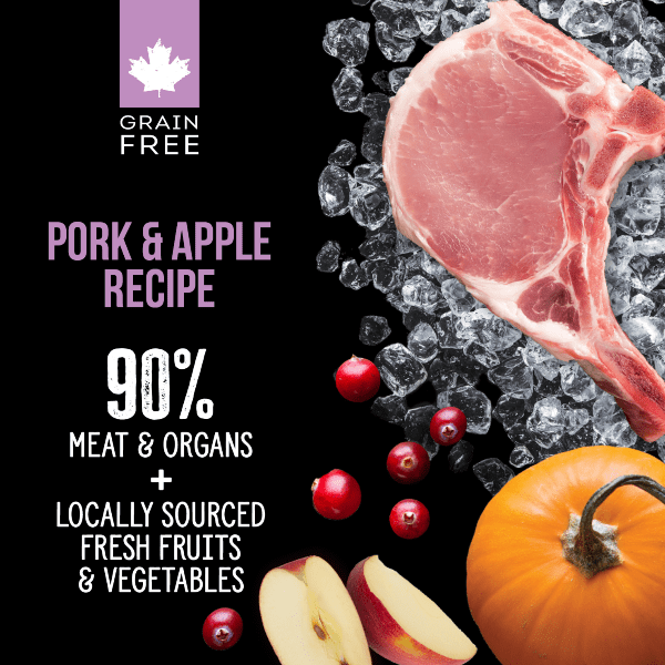 Nutrience SubZero Freeze Dried Raw Pork & Apple Dog Food - High Protein Grain-Free Dog Treats for Training & Outdoor Adventures