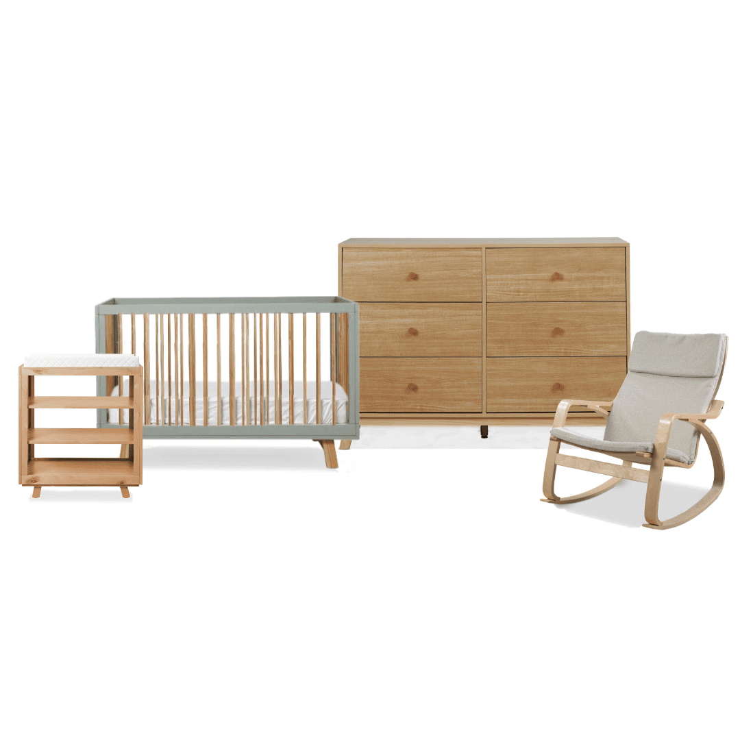 Aspen Sage 6-Piece Nursery Set - Crib, Dresser & Changing Table for Baby's Room | Modern Nursery Furniture for Newborns & Toddlers | Perfect for Gender-Neutral Nursery Decor & Small Spaces