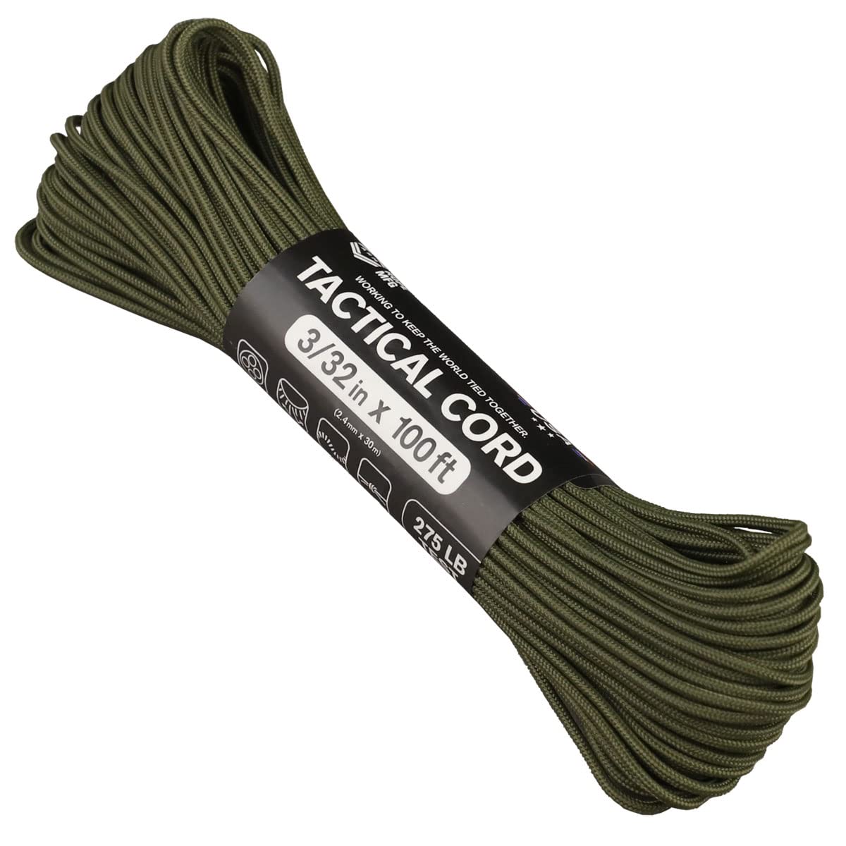 275ft Tactical Paracord - 4-Strand Nylon Survival Rope for Outdoor, Camping & DIY Crafts (OD Green)