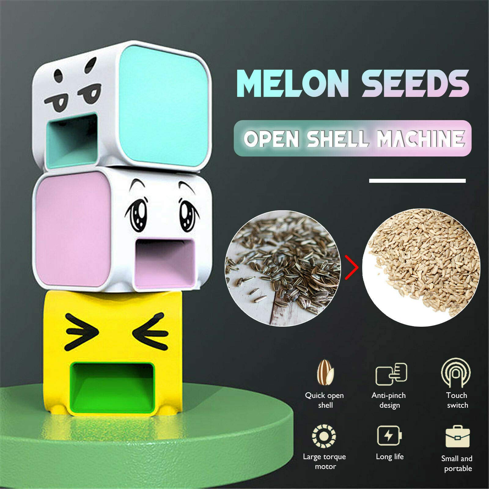 Electric Sunflower Seed Sheller & Cracker Machine - Automatic Peeler for Sunflower Seeds - Perfect for Home Snacking, Party Snacks & Healthy Eating (Yellow)