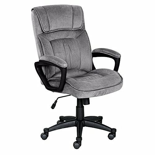 Luxury Velvet Gray Executive Office Chair with Black Base - Ergonomic Home & Gaming Desk Chair for Computer Work, Meetings, and Long Hours - Perfect for Home Office, Gaming Setup, and Professional Workspaces