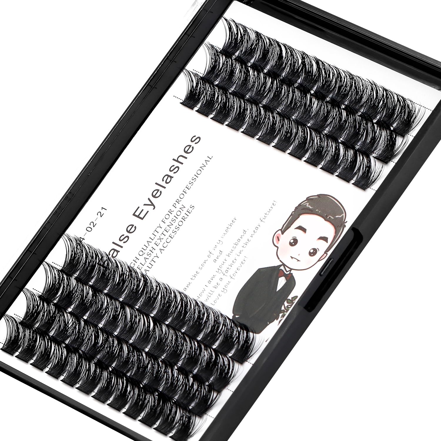 Bodermincer 84 Clusters D Curl False Eyelashes - Natural 3D Volume Lashes Set for DIY Lash Extensions | Wide Cluster, Glue Bonded Band, Individual Lashes (16MM) | Perfect for Home Use, Parties & Special Occasions