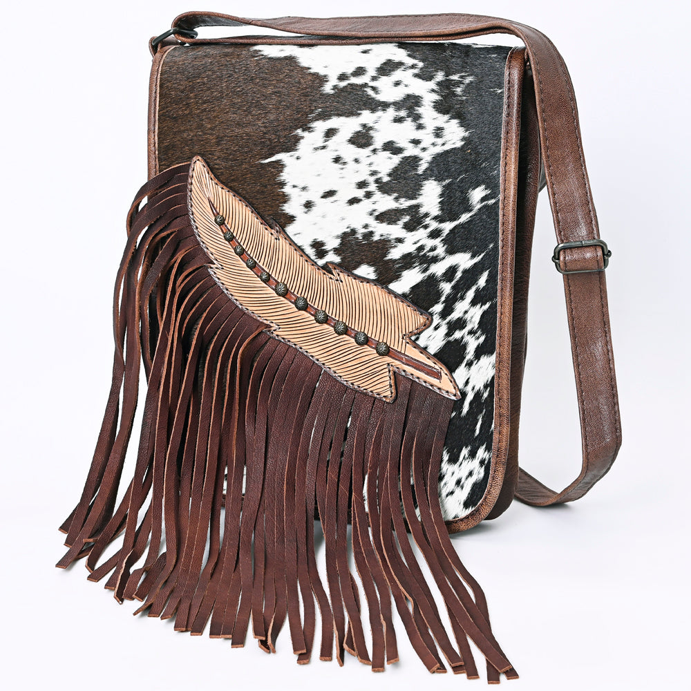 American Darling ADBG1074 Genuine Leather Women's Western Handbag - Hand Tooled Hair-On Cowhide Purse for Cowgirl Style, Rodeo Events & Country Fashion Accessories