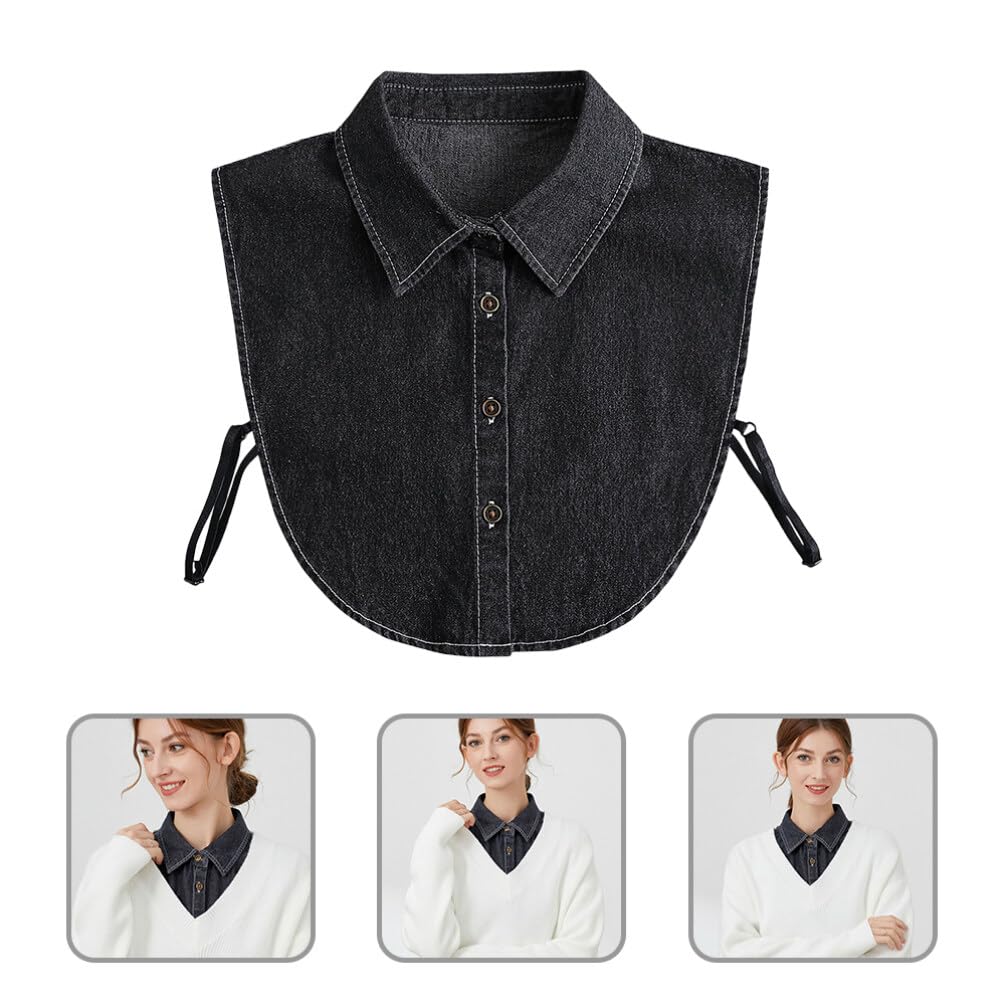 KESYOO Women's Detachable Fake Collar - Denim & Antique Lace Blouse Collar for Work & Casual Wear | White Collared Shirt Accessory | Perfect for Office, Dating & Special Occasions