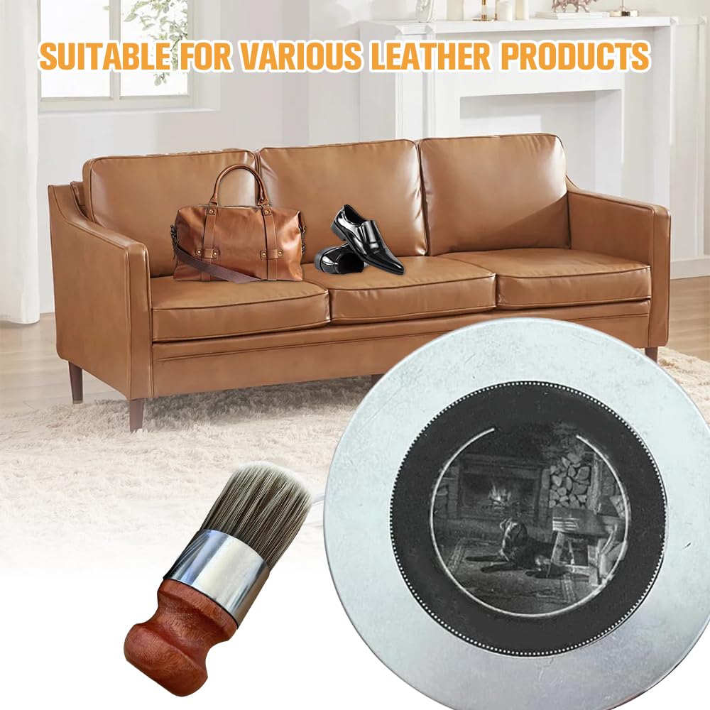 2025 Upgrade Leather & Wood Furniture Repair Salve with Brush - Protective Cream for Leather Sofa, Bags, Wood Furniture - Restore & Condition Leather, Wood Surfaces - Perfect for Home, Office & Car Interiors