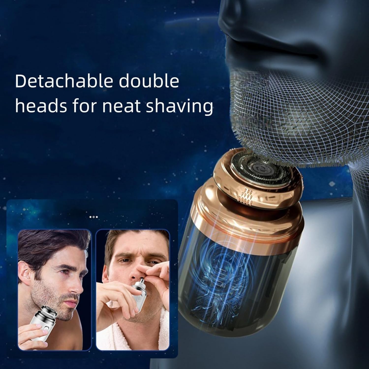 Portable Electric Shaver for Men & Women - Mini Travel Razor with Nose Hair Trimmer, Waterproof & Rechargeable - Perfect for Home, Travel, Gym, and Office Use (Black)