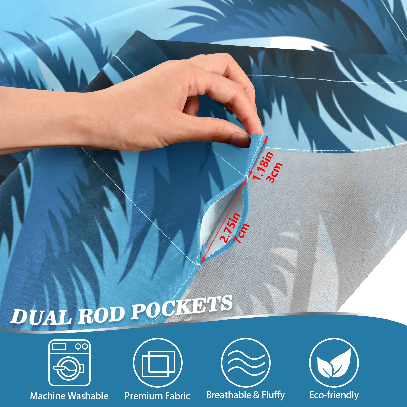 DOMIKING Summer Beach Palm Trees Kitchen Curtains Set with Valance - Rod Pocket Small Window Curtains for Bathroom, Bedroom & Living Room - Farmhouse Coastal Decor (57x36 Inches) - Perfect for Beach Houses, Vacation Homes & Tropical Themed Rooms