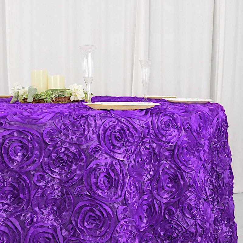 120-Piece Satin Ribbon Roses Tablecloth - Elegant Round Table Cover for Weddings, Parties & Home Decor - Perfect for Dining Tables, Centerpieces & Event Decorations