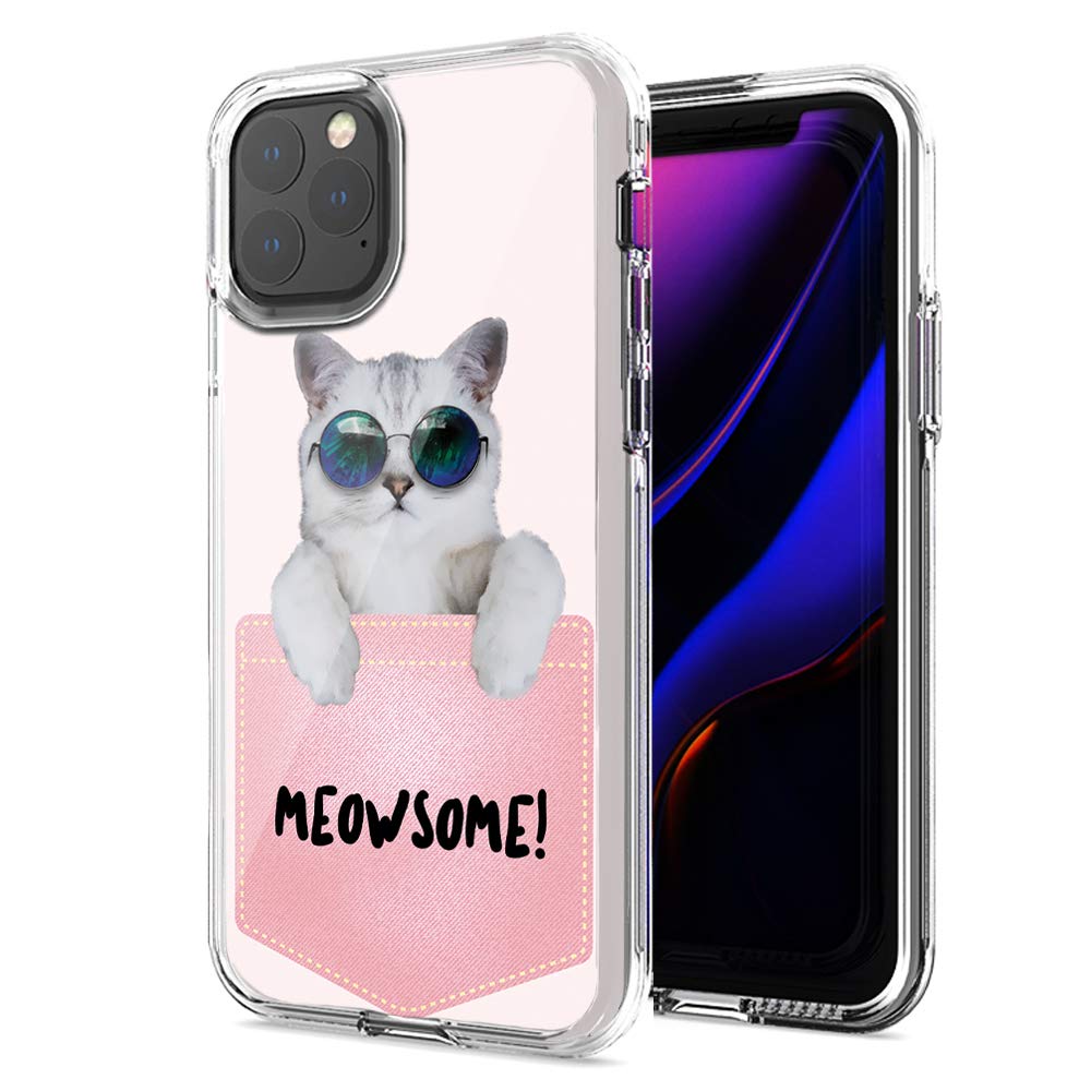 Meowsome Cat Design Double Layer Shockproof Case for Apple iPhone 12 Pro/iPhone 12 - Cute Protective Phone Cover for Daily Use, Work & Travel