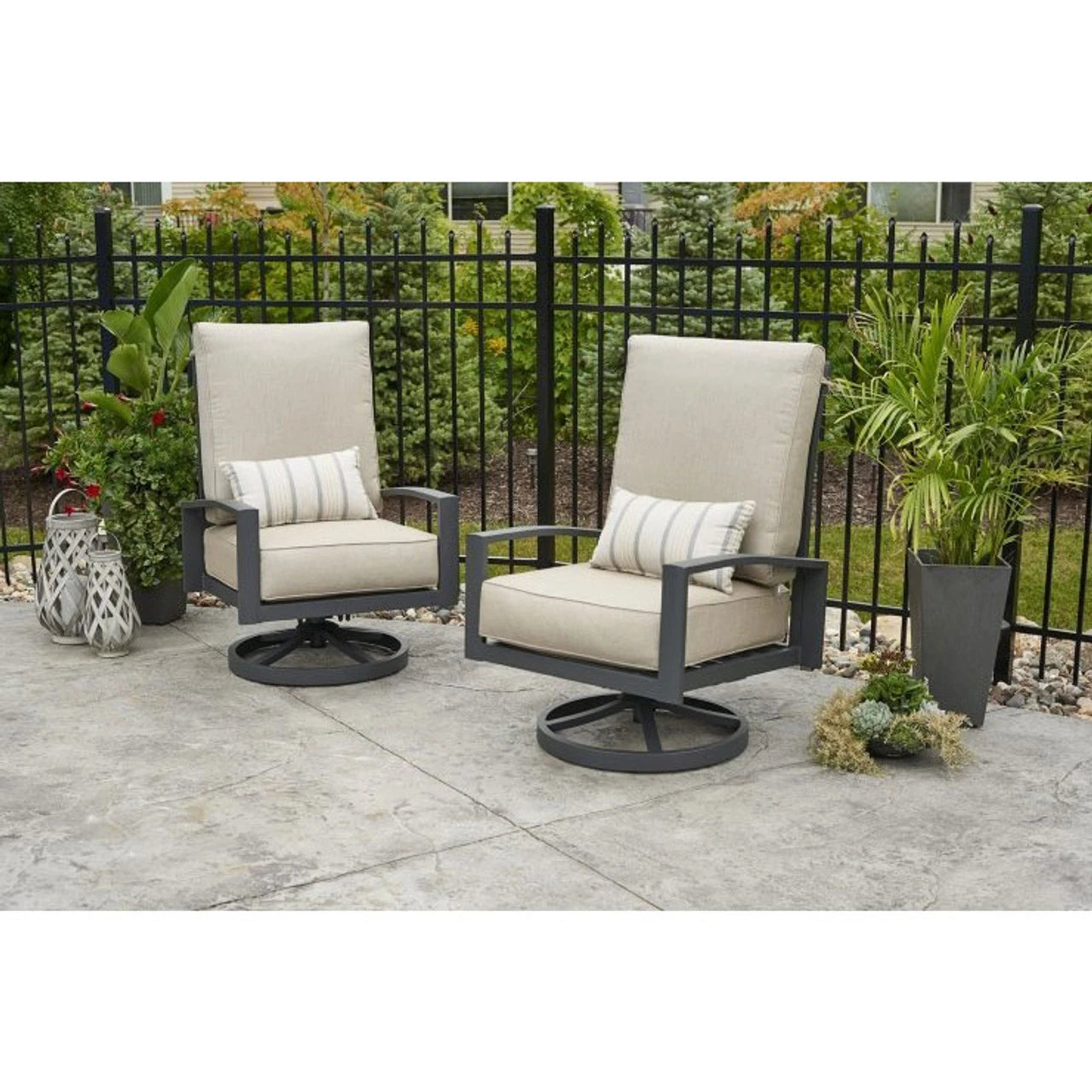 **Outdoor Greatroom Lyndale Highback Swivel Rocking Chair with Cast Ash Sunbrella Cushions - Patio, Porch & Garden Relaxation**
