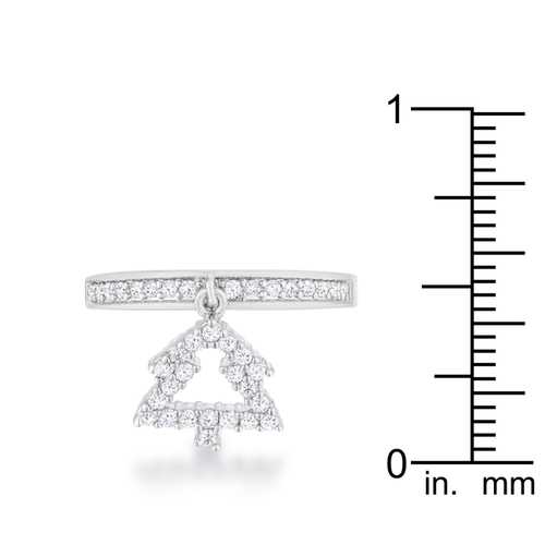 0.3ct CZ Christmas Tree Ring in Rhodium - Holiday Jewelry Gift for Women - Perfect for Christmas Parties & Festive Celebrations