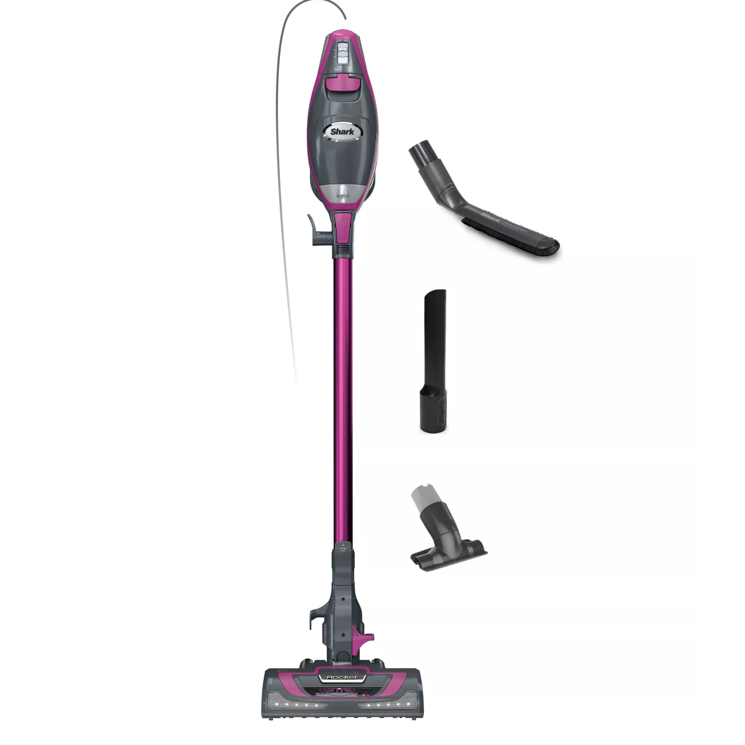 Shark HV371 Rocket Pro DLX Corded Stick Vacuum with Removable Handheld Vacuum | Advanced Swivel Steering | XL Dust Cup | Includes Crevice Tool, Upholstery Tool & Anti-Allergen Dust Brush | Fuchsia | Powerful Cleaning for Hard Floors, Carpets & Pet Hair | Home & Office Use