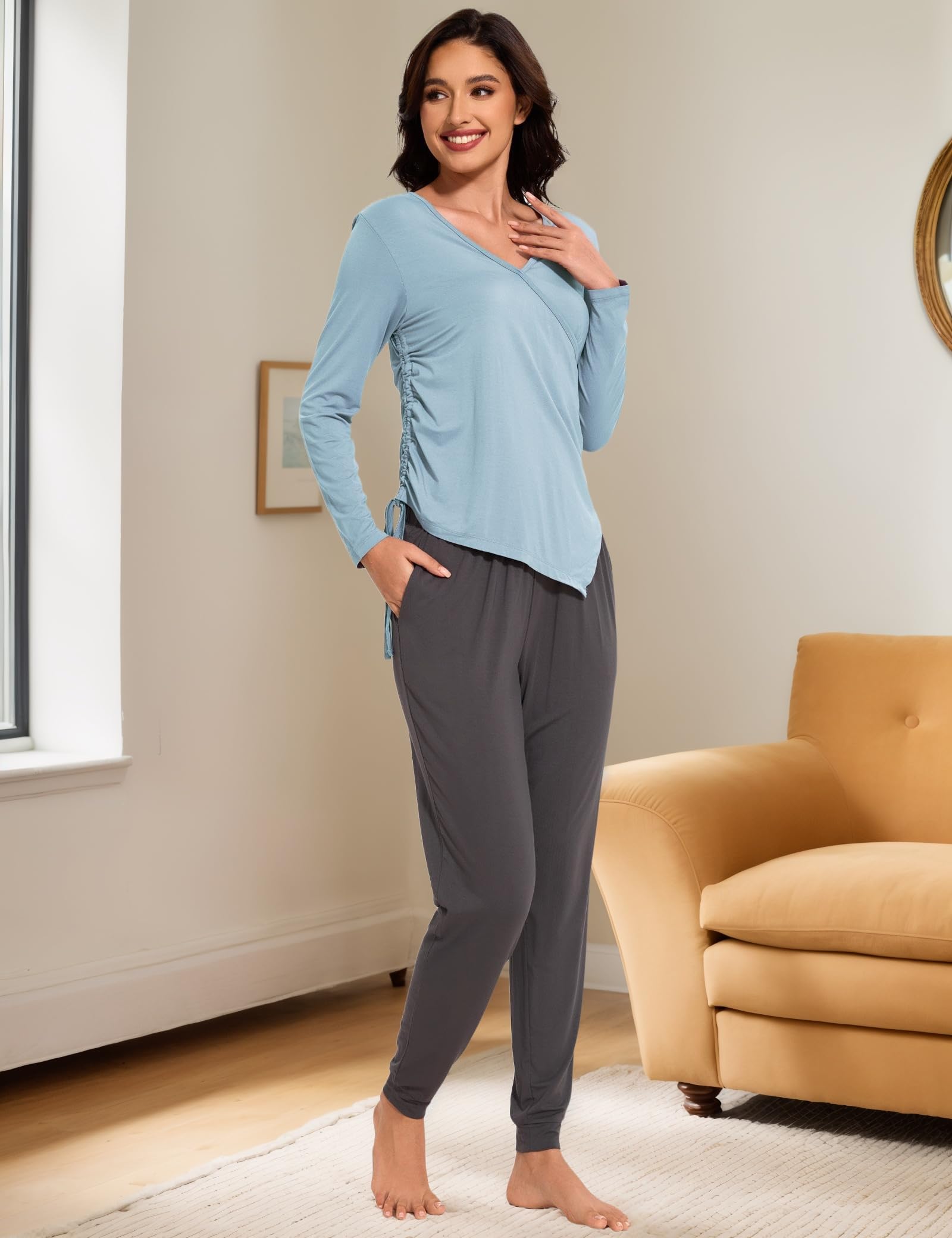 Comfortable Bamboo Viscose Maternity Nursing Pajama Set - Soft Long Sleeve Postpartum Lounge Wear for Women | Perfect for Breastfeeding, Recovery & Relaxing at Home