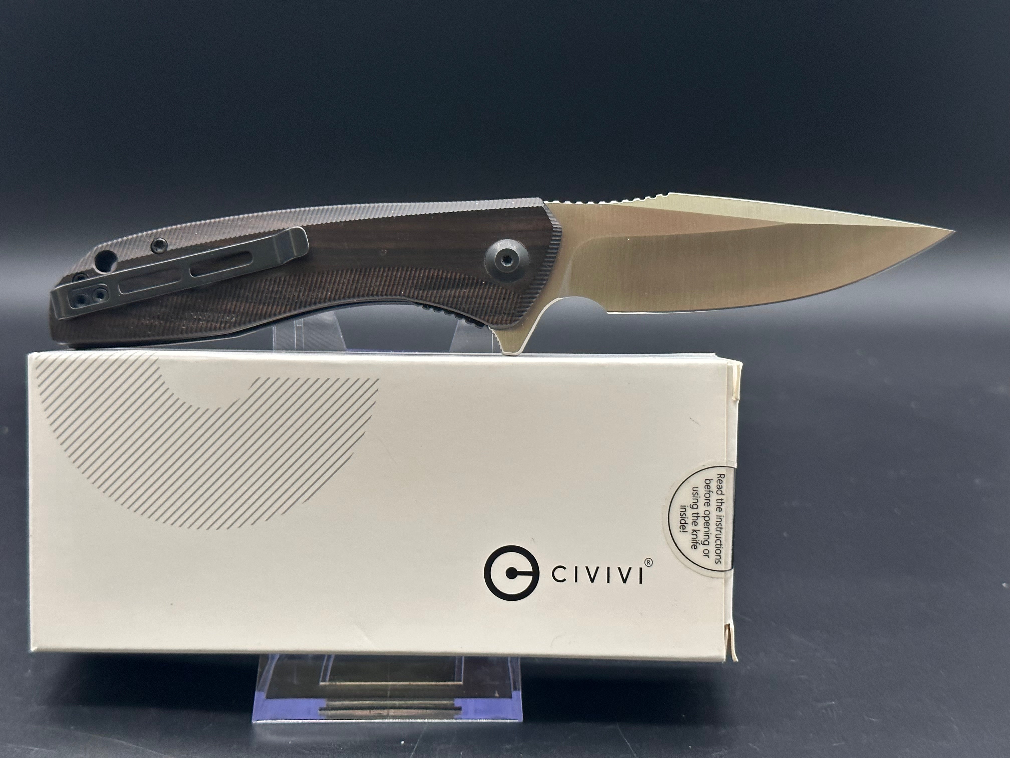 CIVIVI Baklash Flipper Liner Lock Knife with Ebony Wood Handle - EDC Pocket Knife for Outdoor, Camping, Hiking & Everyday Carry