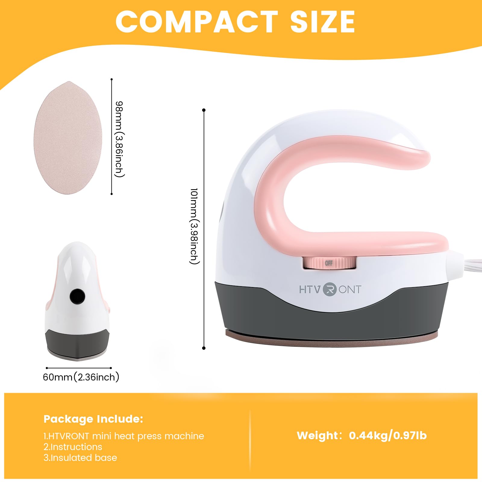 HTVRONT Mini Heat Press Machine for T-Shirts & Hats - Portable Iron Press for DIY Heat Transfer Projects - Pink - Perfect for Home Crafting, Small Business & Personalized Gifts