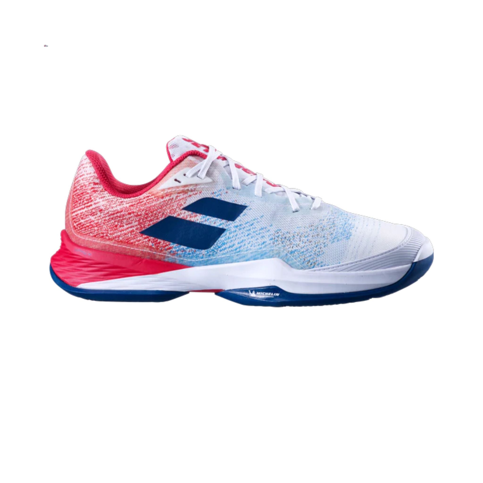 Babolat Jet Mach 3 All Court Tennis Shoes for Men - White/Blue - Lightweight Performance Sneakers for Hard Court & Clay Court Play