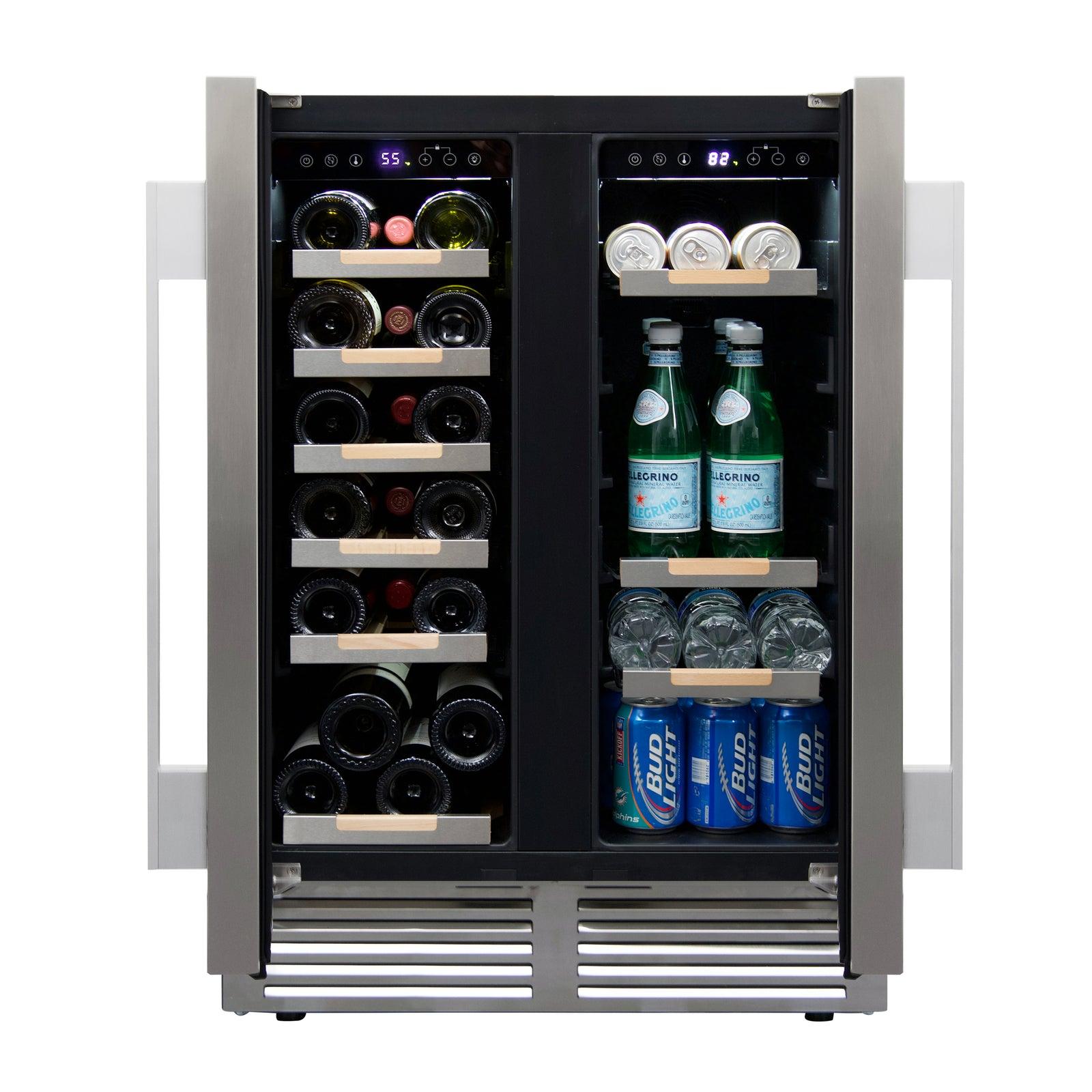 Avanti Elite WBE1956Z3S Stainless Steel Side by Side Wine and Beverage Cooler - Holds 19 Bottles & 56 Cans (12 oz) - Perfect for Home Bars, Restaurants, and Entertaining Guests